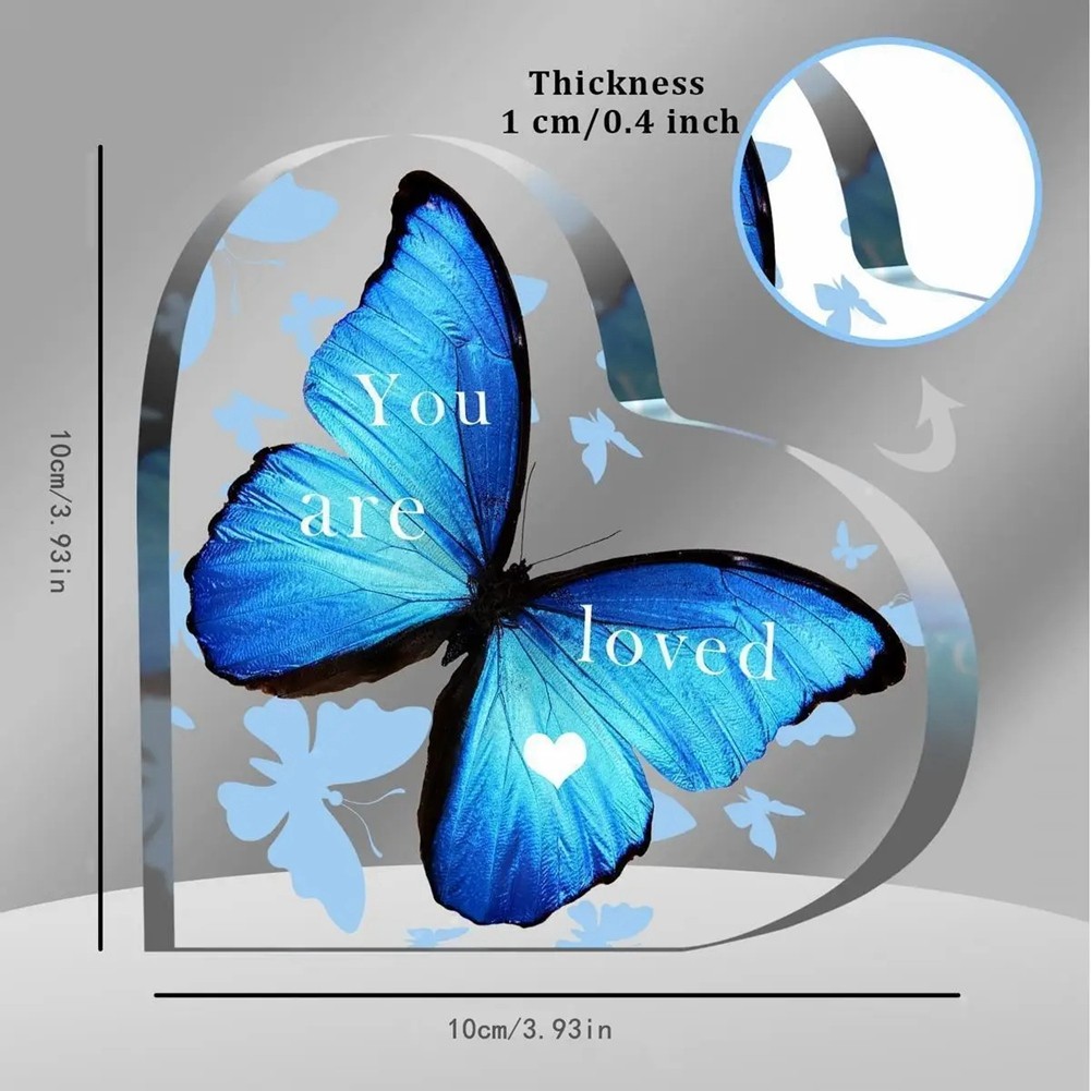 3PCS Acrylic Butterfly Heart Shaped Women’S Gift Desktop Decoration 4678