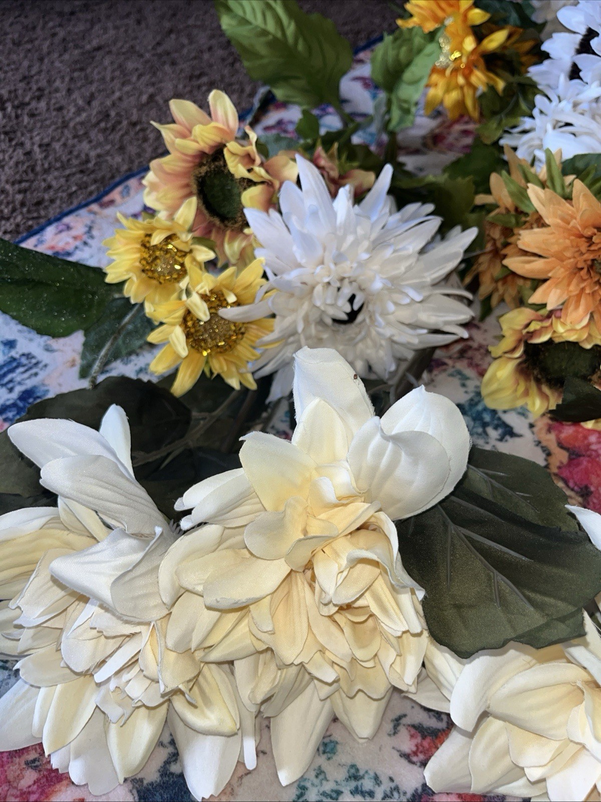 25 Stems Ashland Faux Sunflowers Etc artifical Crafters Fall NWT $230+msrp