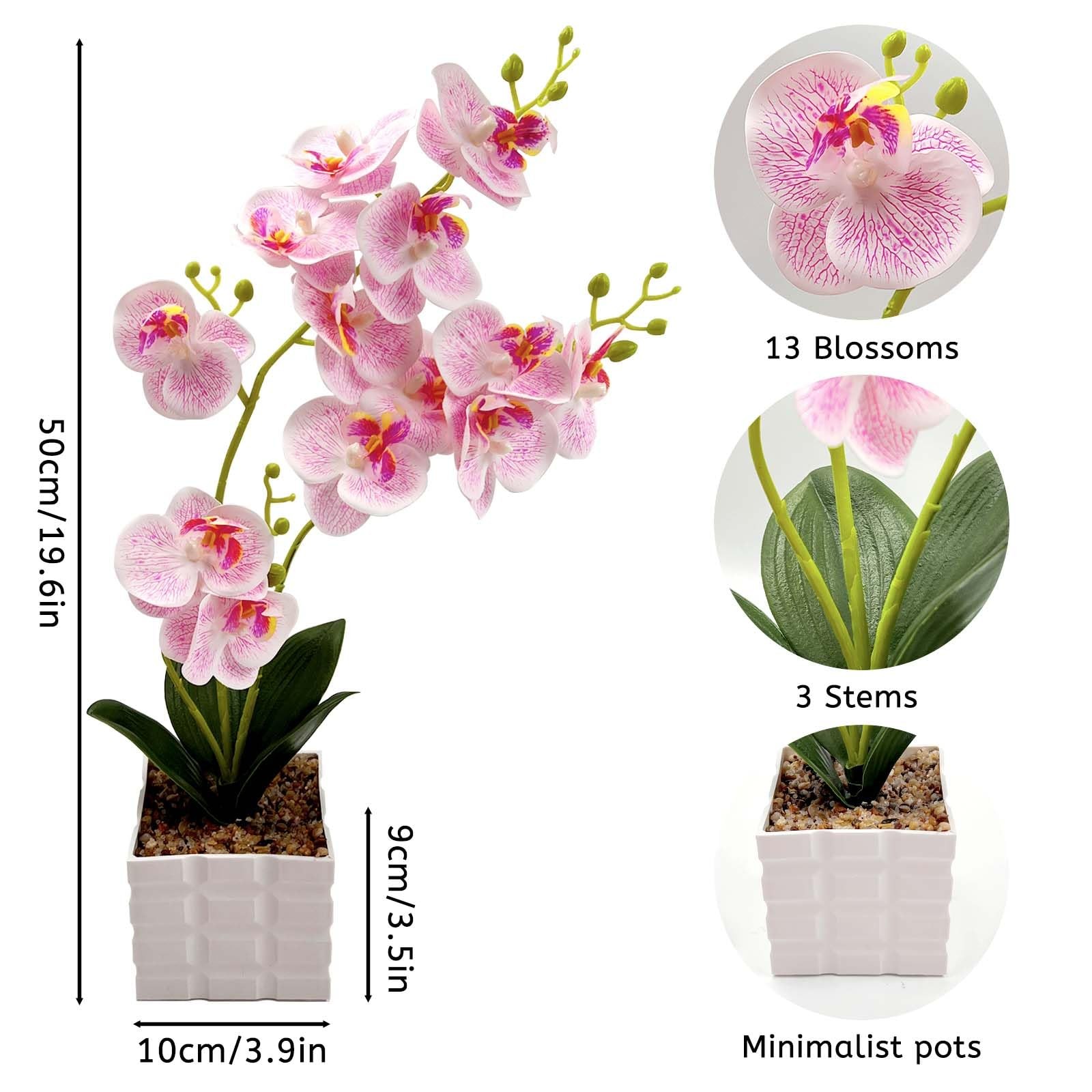 Daily Treasures 13-Heads Artificial Orchid Flower in Pot,50cm Silk Orchid Arr…