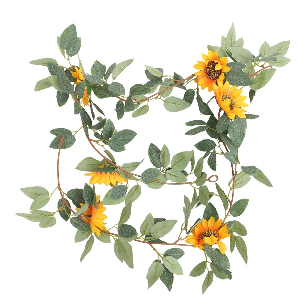 Simulated Green Plant Rattan Artificial Vines with Flowers Adornment