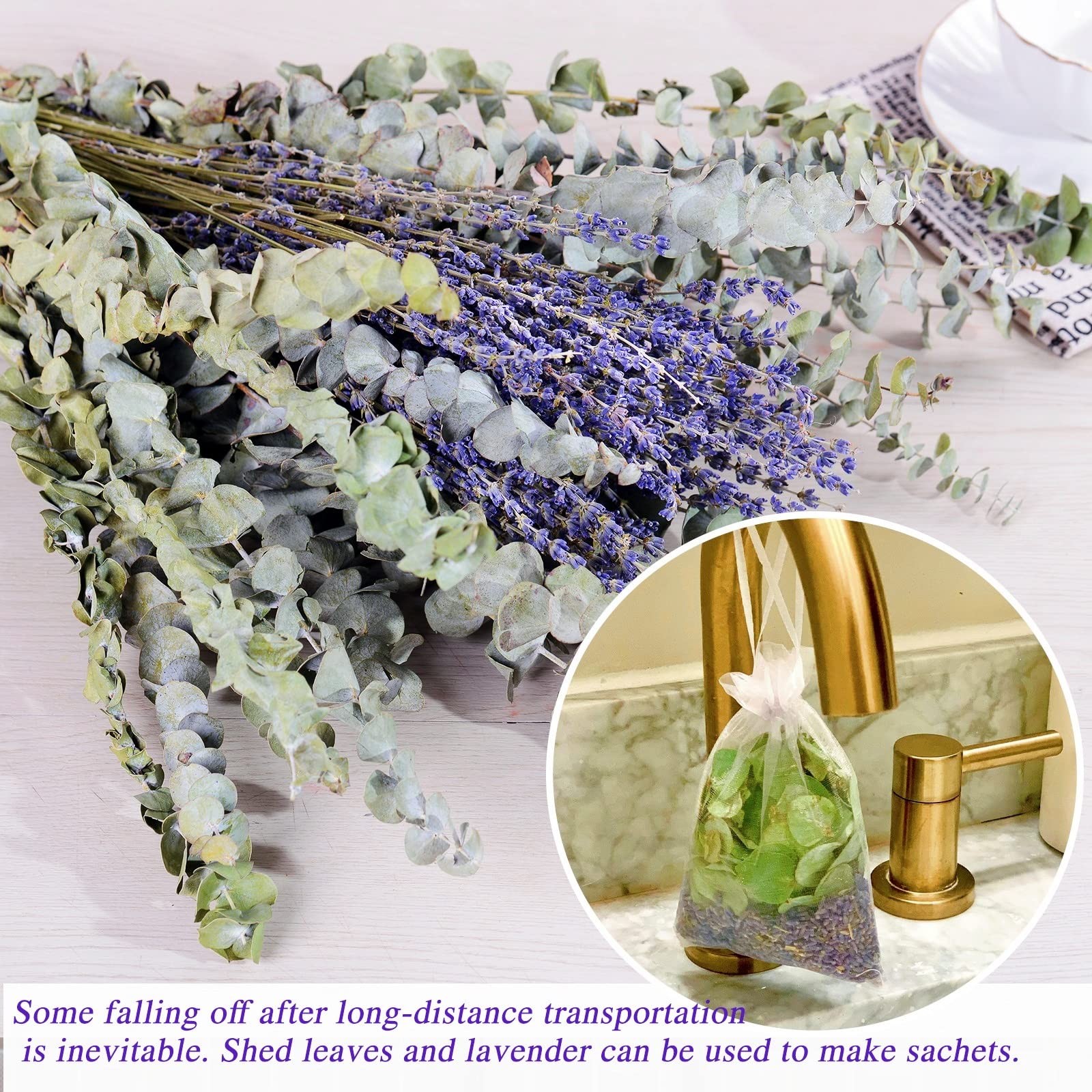 115 PCS Dried Eucalyptus Stems & Lavender Flowers Bundle for Shower, 17”