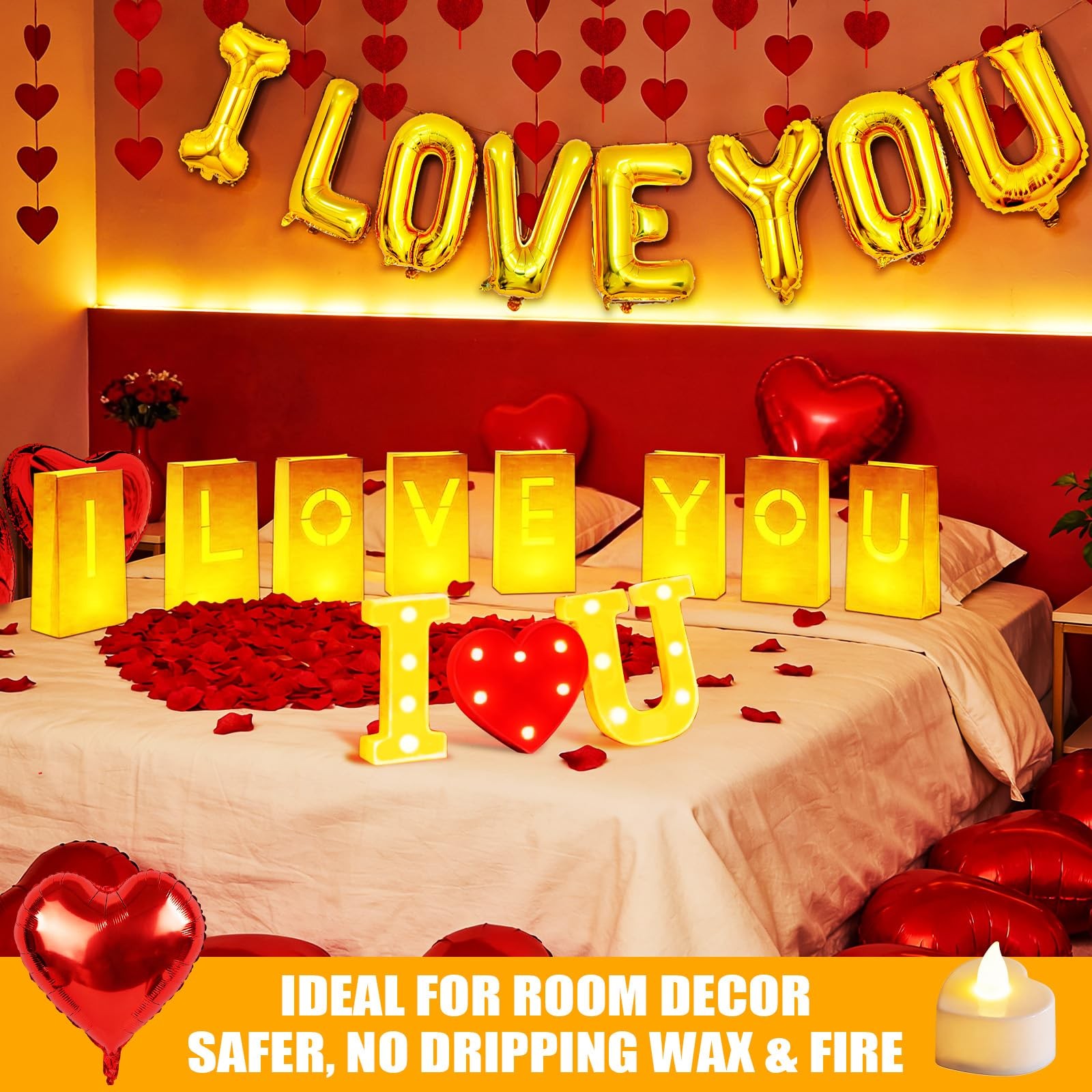 6000+PCS Rose Petals and Candles Set for Romantic Decorations Special Night -…