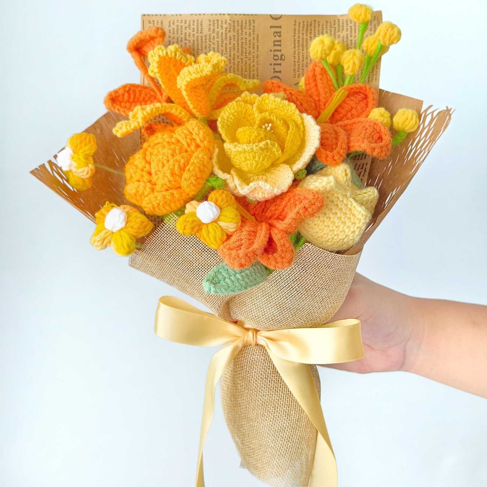 Crochet Flower Arrangement Yarn Bouquet Desk Decor Home Decor Gift for Her