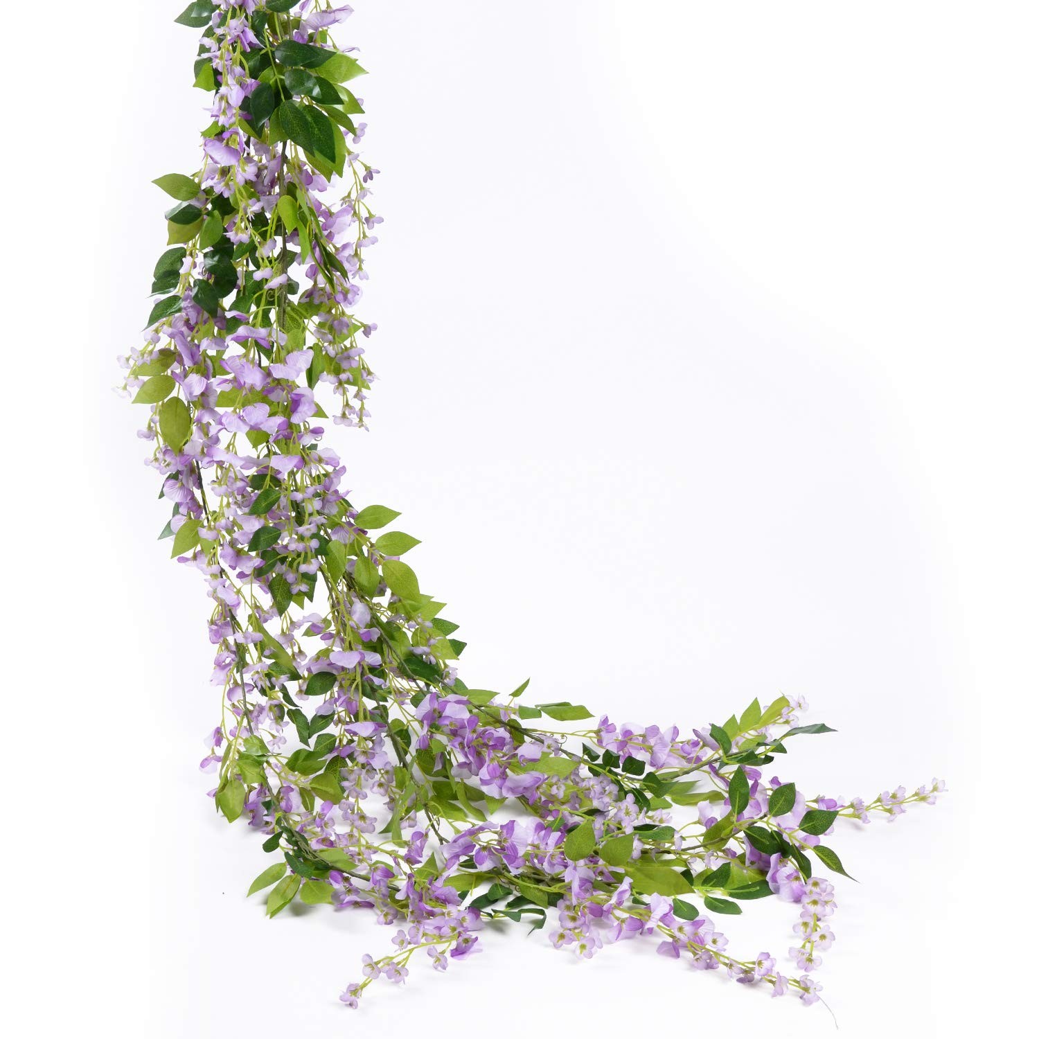 Artificial Wisteria Garland 4 Pcs Total 28.8ft Long Light Purple Artificial