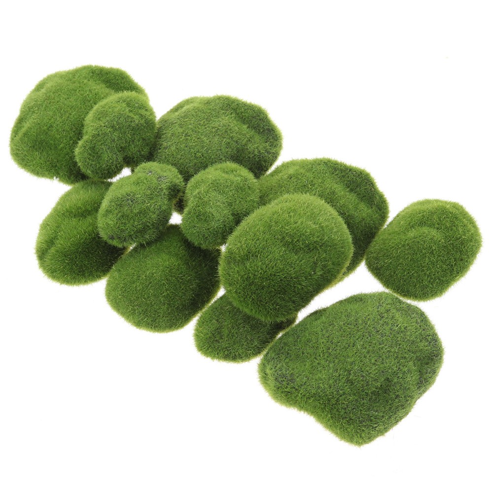 Green Simulation Moss Rocks for Home Decoration and Plant Arrangement Accents