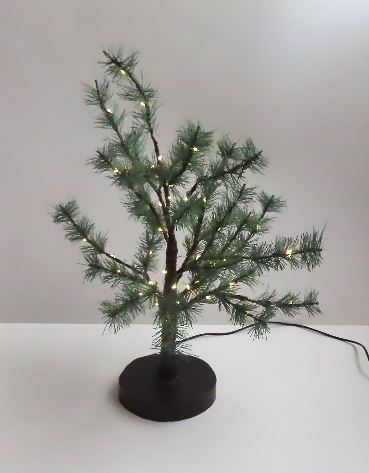 Lighted Any Season Tabletop Artificial Evergreen Tree, Bendable Branches, 18” H