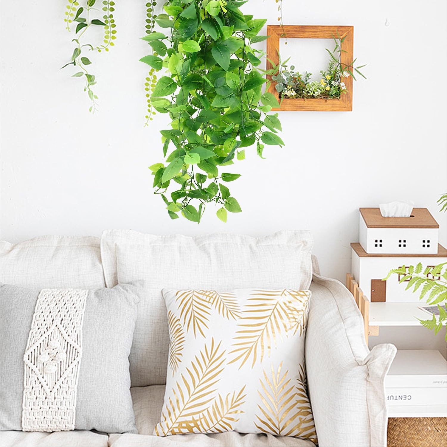 2 Pcs Fake Hanging Plants Vines for Room Decor, 3.6 ft Artificial Ivy Greener…