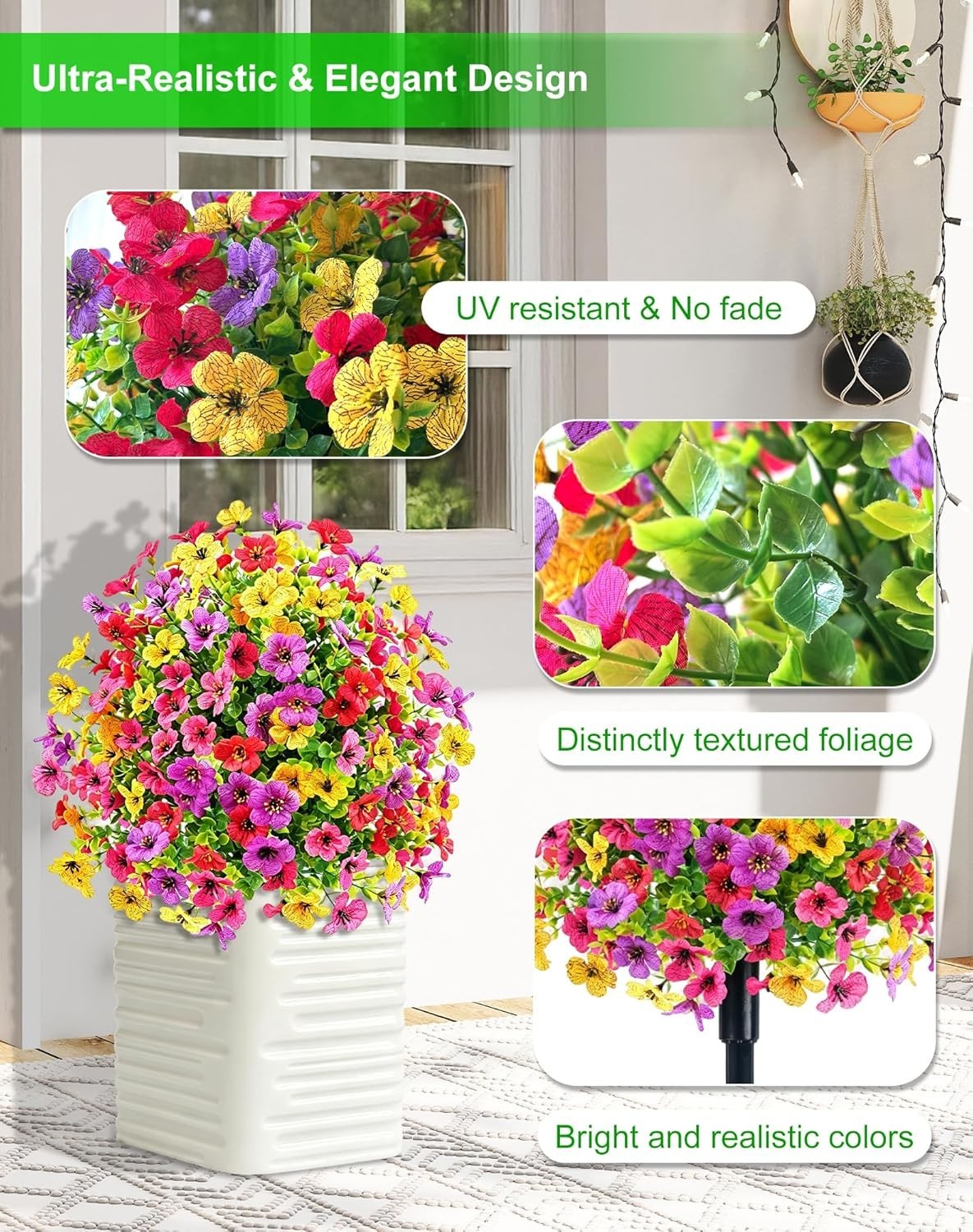 Artificial Topiary Ball Tree Violet Flowers with Spike, 2 Pack 23.6″ Faux Pla…