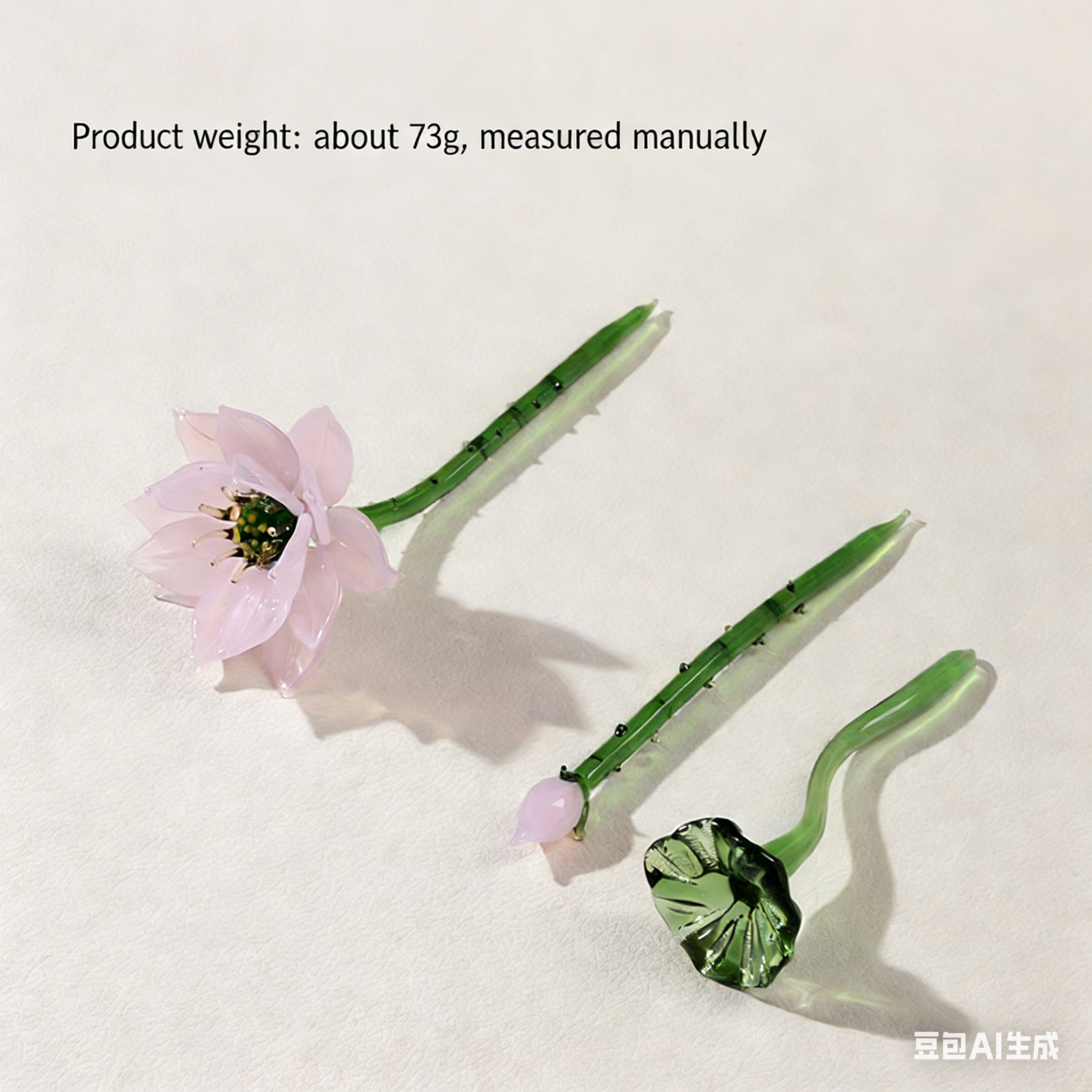 A Set Colored Glaze Lotus Flower Handmade Glass Preserved Flower(NO Vase)