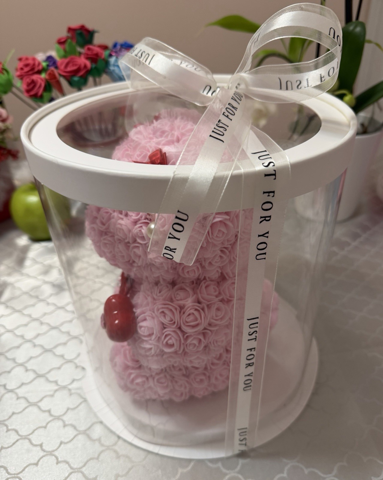 Adorable Pink Marshmallow Teddy Bear 9″-Unique Handmade Gift for Mother’s Day