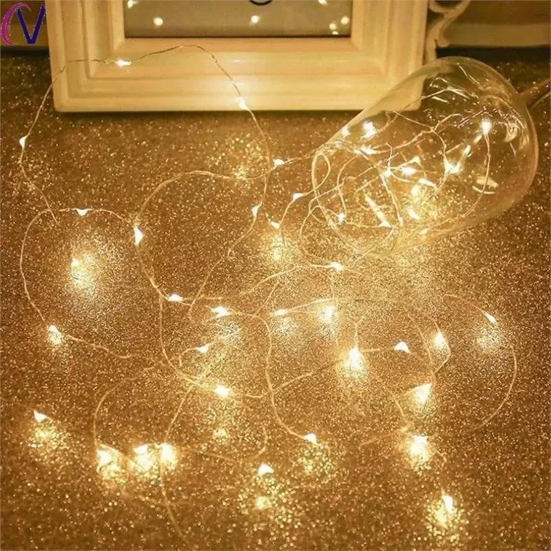 USB LED String Lights Silver Wire Garland Light Waterproof Fairy Lights