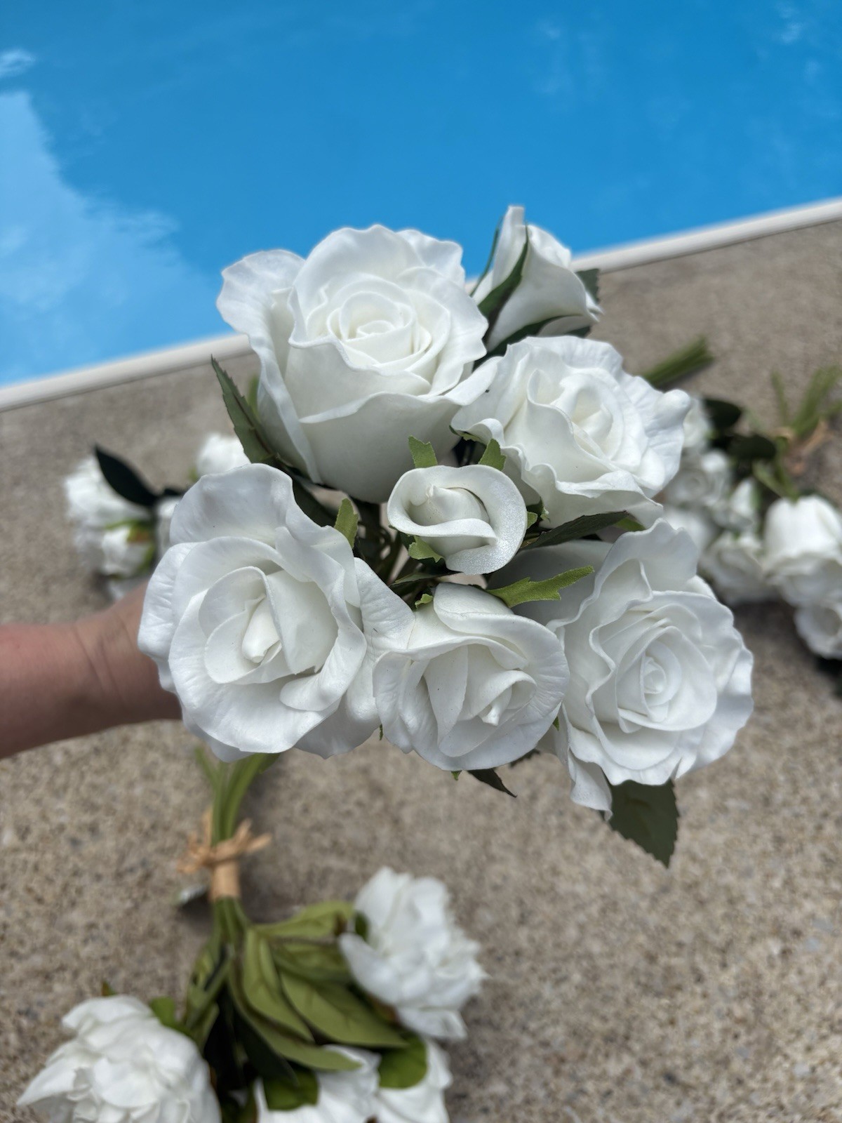 Roses Peony White Real Touch Artificial Flowers with Stems 8 Bouquets 56pc