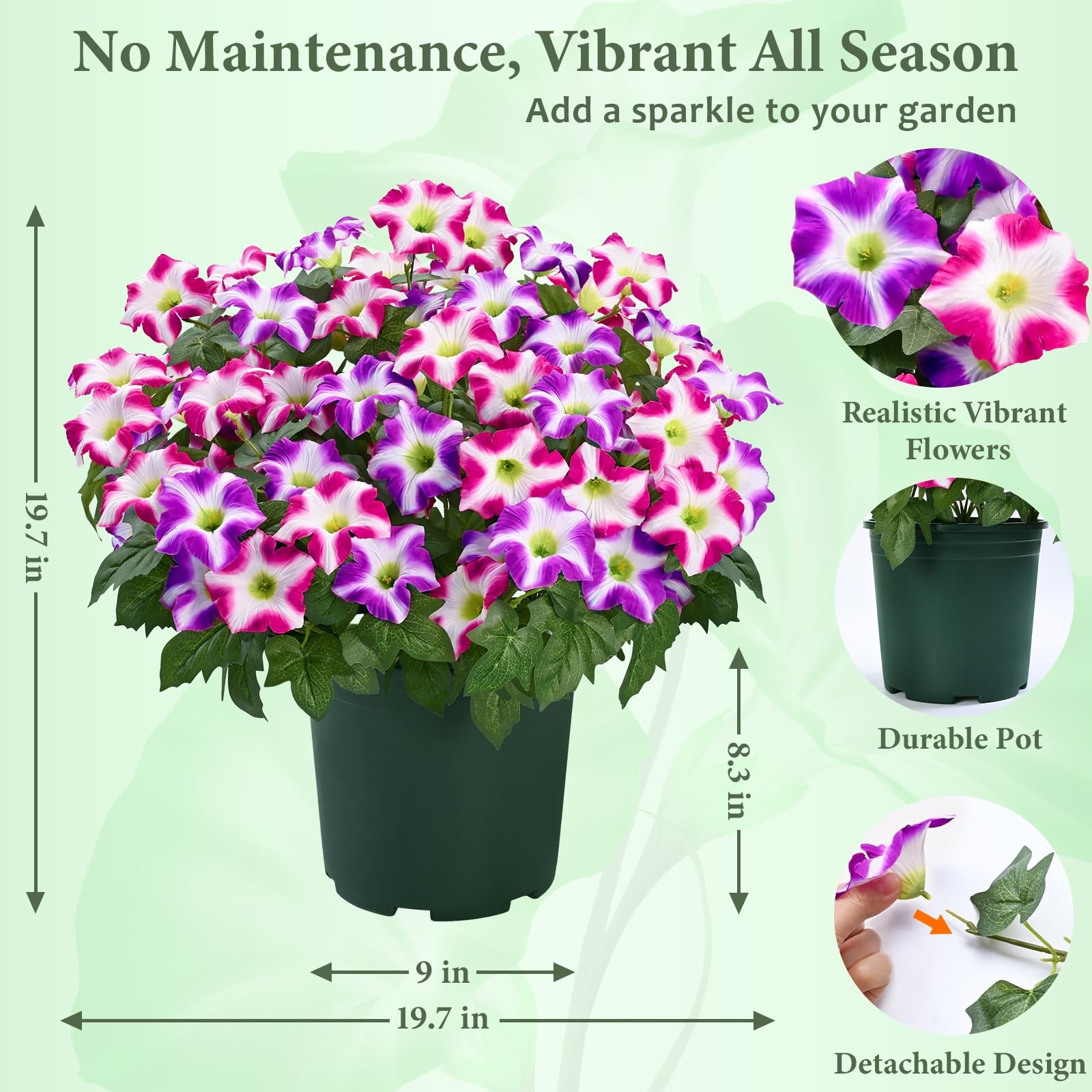 MARTINE MALL Artificial Flowers for Outdoors, 2 Potted Realistic Fake Outdoor