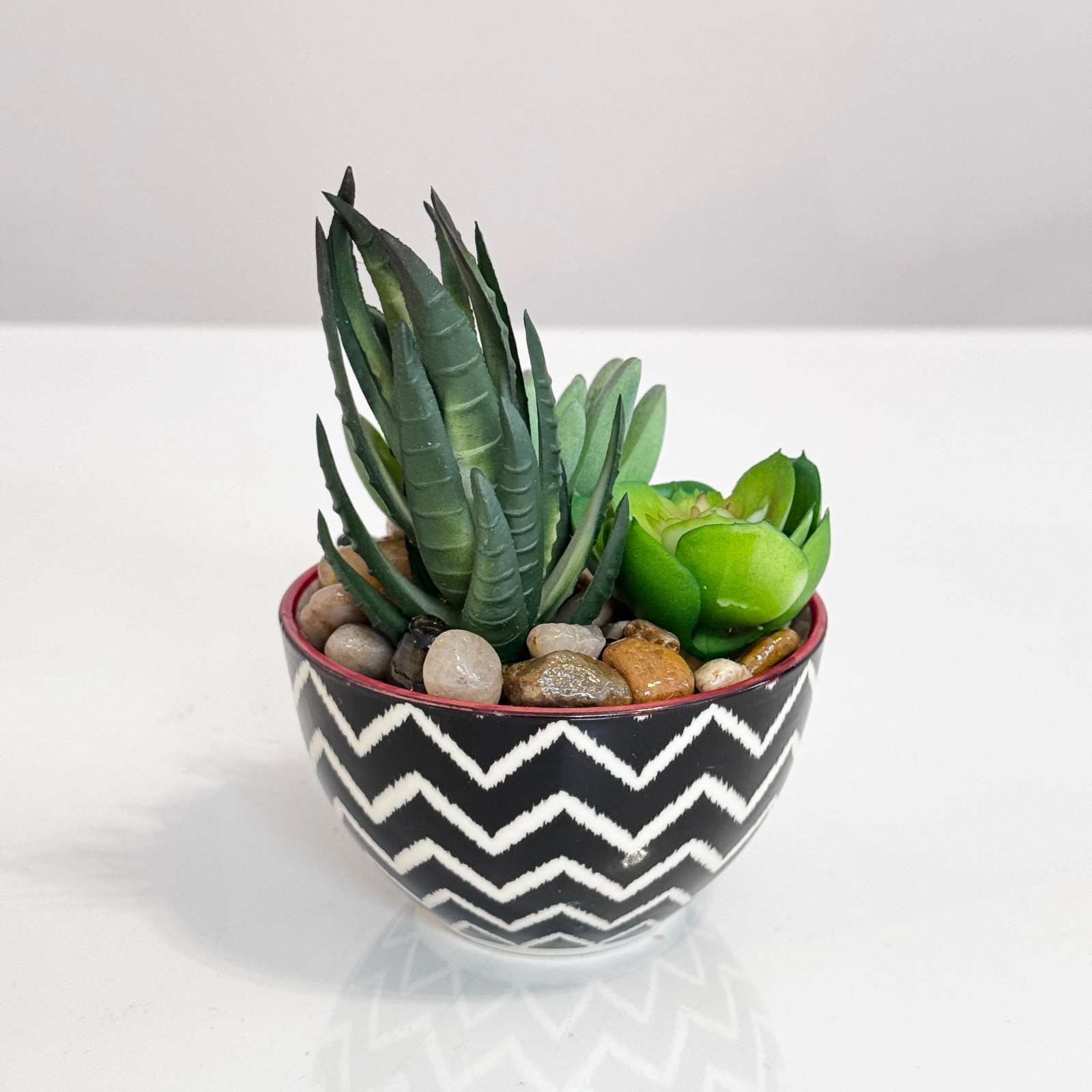 Artificial Succulent Plant Ceramic Pot Fake Cactus Decor Handmade 5” Netherland