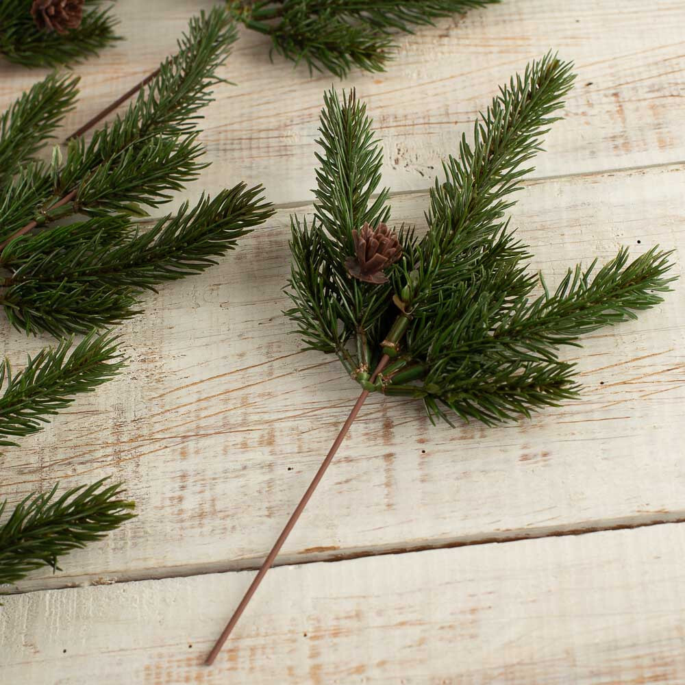 Bulk Lot of 12 Artificial Weatherproof Pine 9″ Floral Picks
