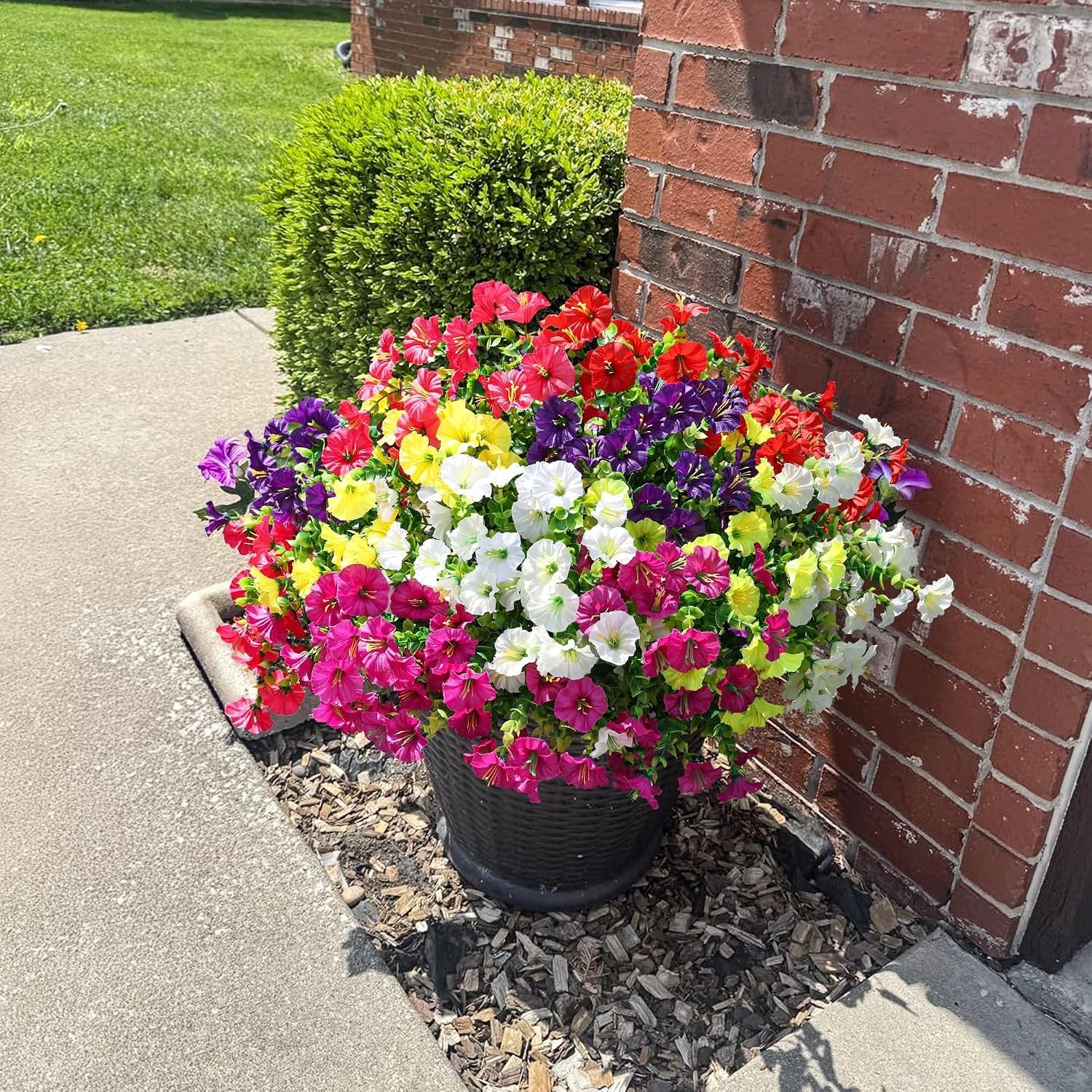 Indoor & Outdoor Morning Glory Artificial Flowers – 12 Bundles with Eucalyptus