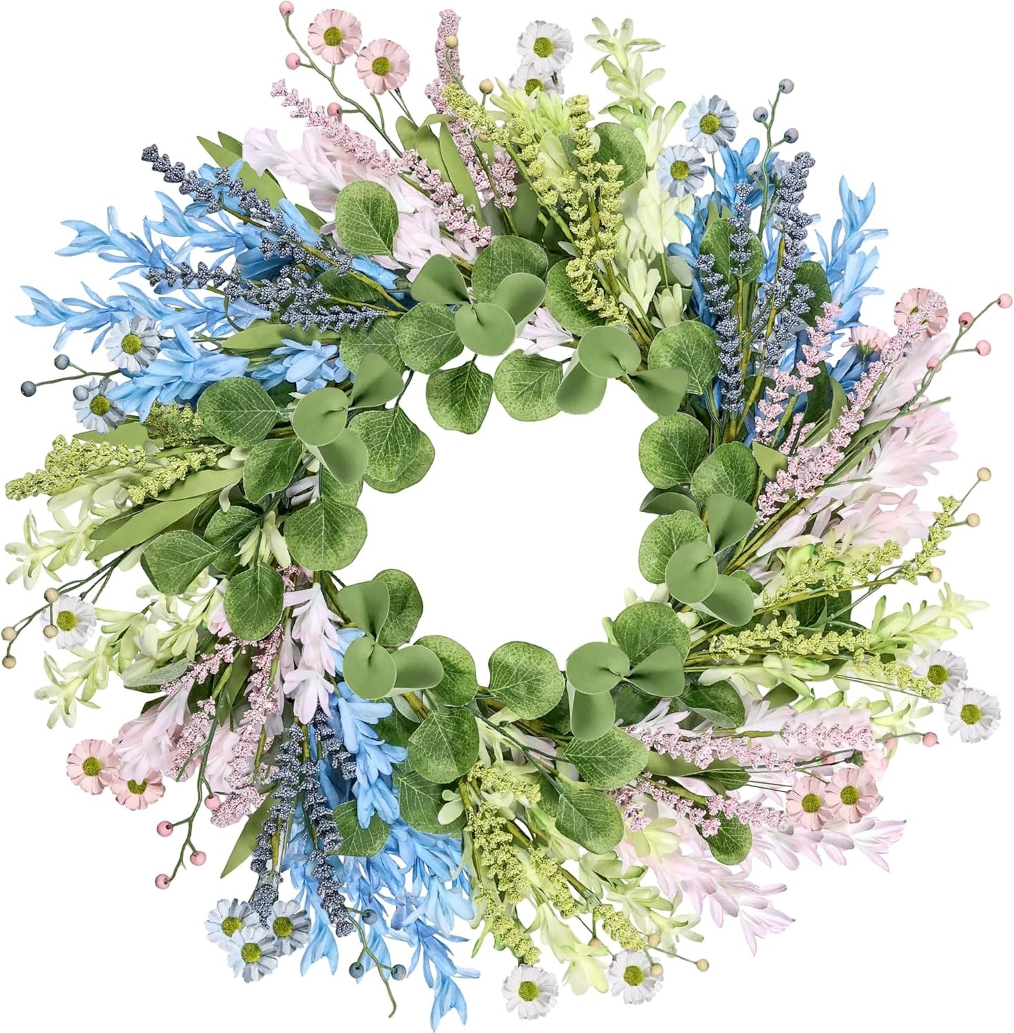 26In Macaron Forsythia Wreath All Season Front Door Farmhouse Easter Decor