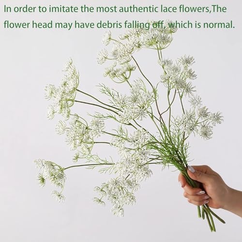 4pcs Artificial Queen Anne’s Lace Flowers 20″ White Fake Carrot Flower Faux