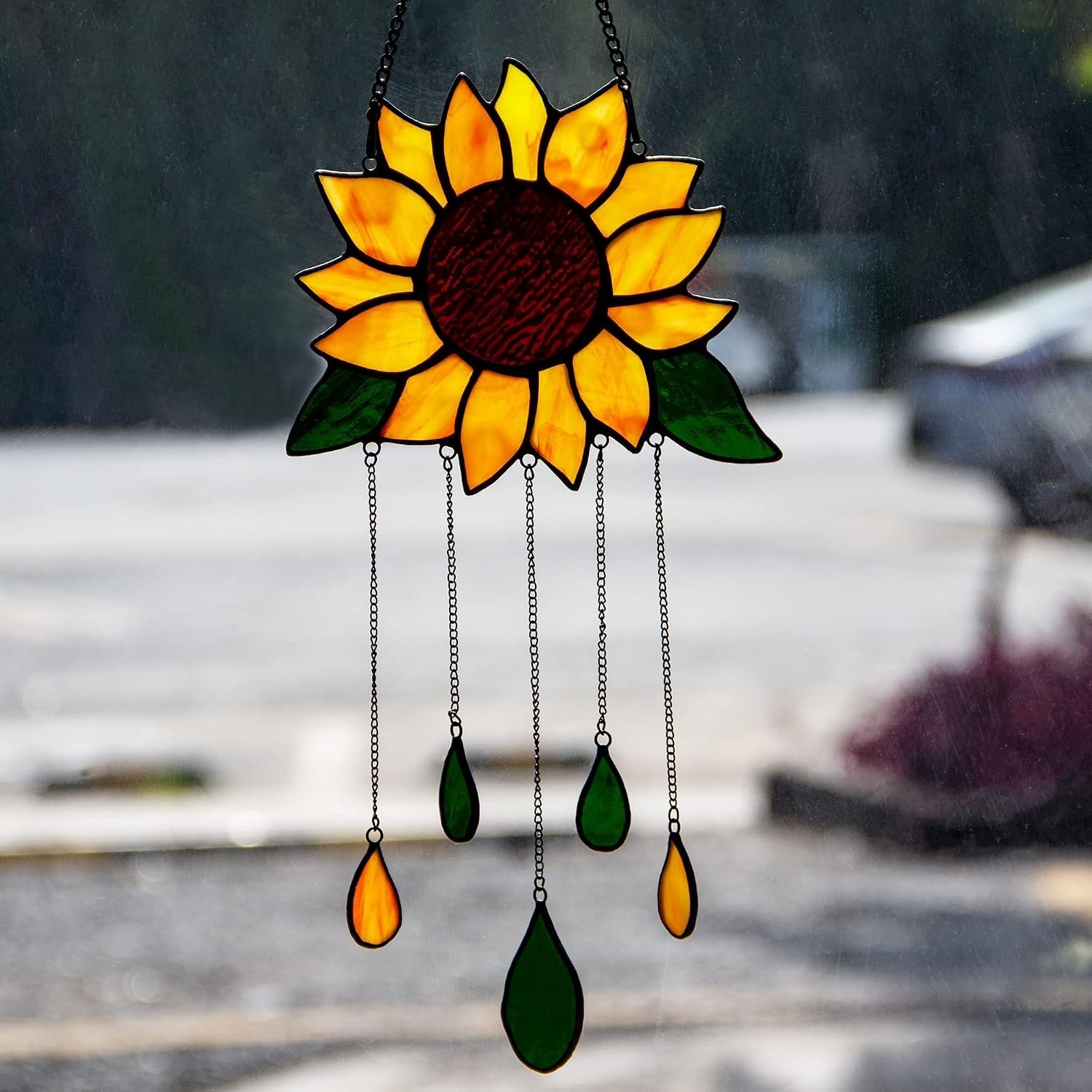 Sunflower Stained Glass Window Hanging