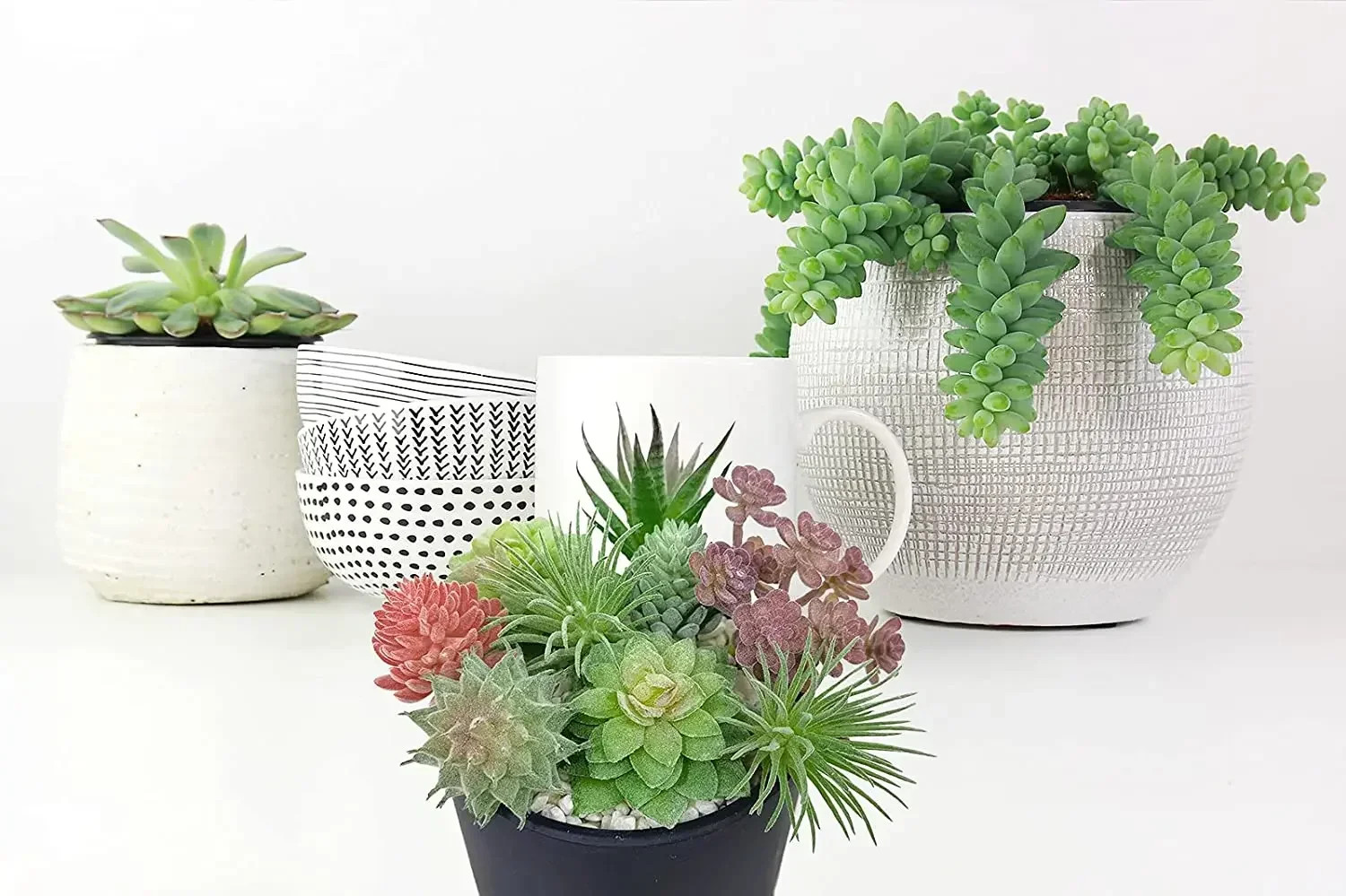 9pcs Artificial Succulent Plants Small Indoor Home Decor Assorted Faux Greenery