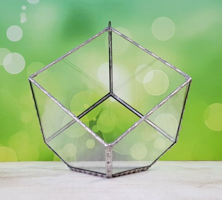Stained Glass Terrarium Cube Geometric Transparent 2 mm Planter For Indoor