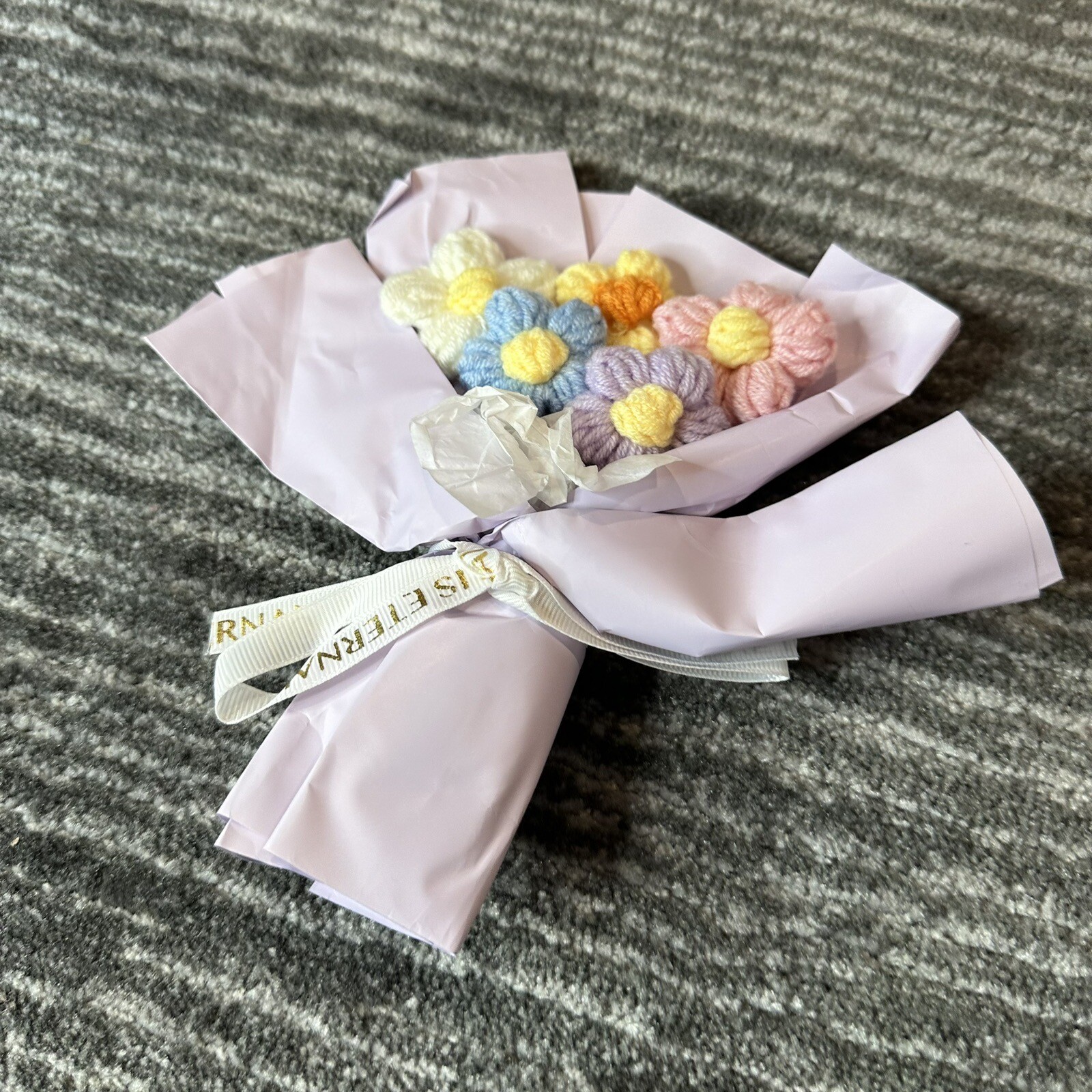 Crochet Flowers Bouquet Wool Mini Knitting Bouquet Gift Party Room Decor Daisy
