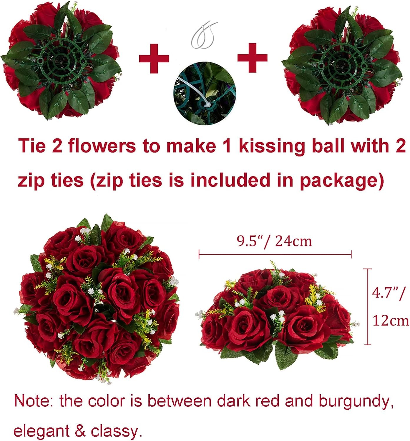 Flower Centerpieces for Tables Wedding: 10 Pcs Crimson Red Artificial Rose