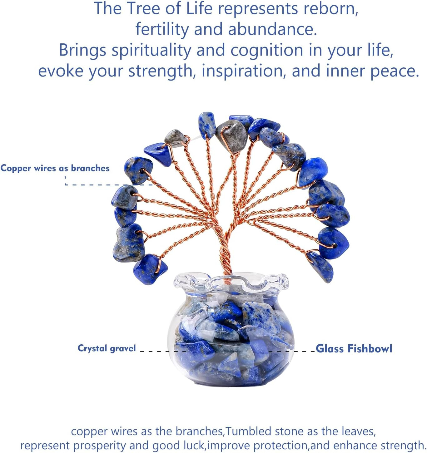 12Pcs Chakra Crystal Tree Set – Fengshui Money Tree with Gemstones, Glass Base,