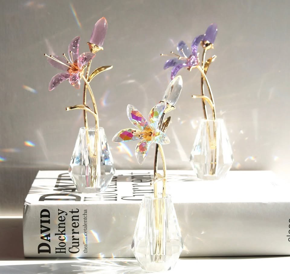Crystal Flower, Stained Glass Plants, Indoor Decor, Home Décor, Birthday Gifts,
