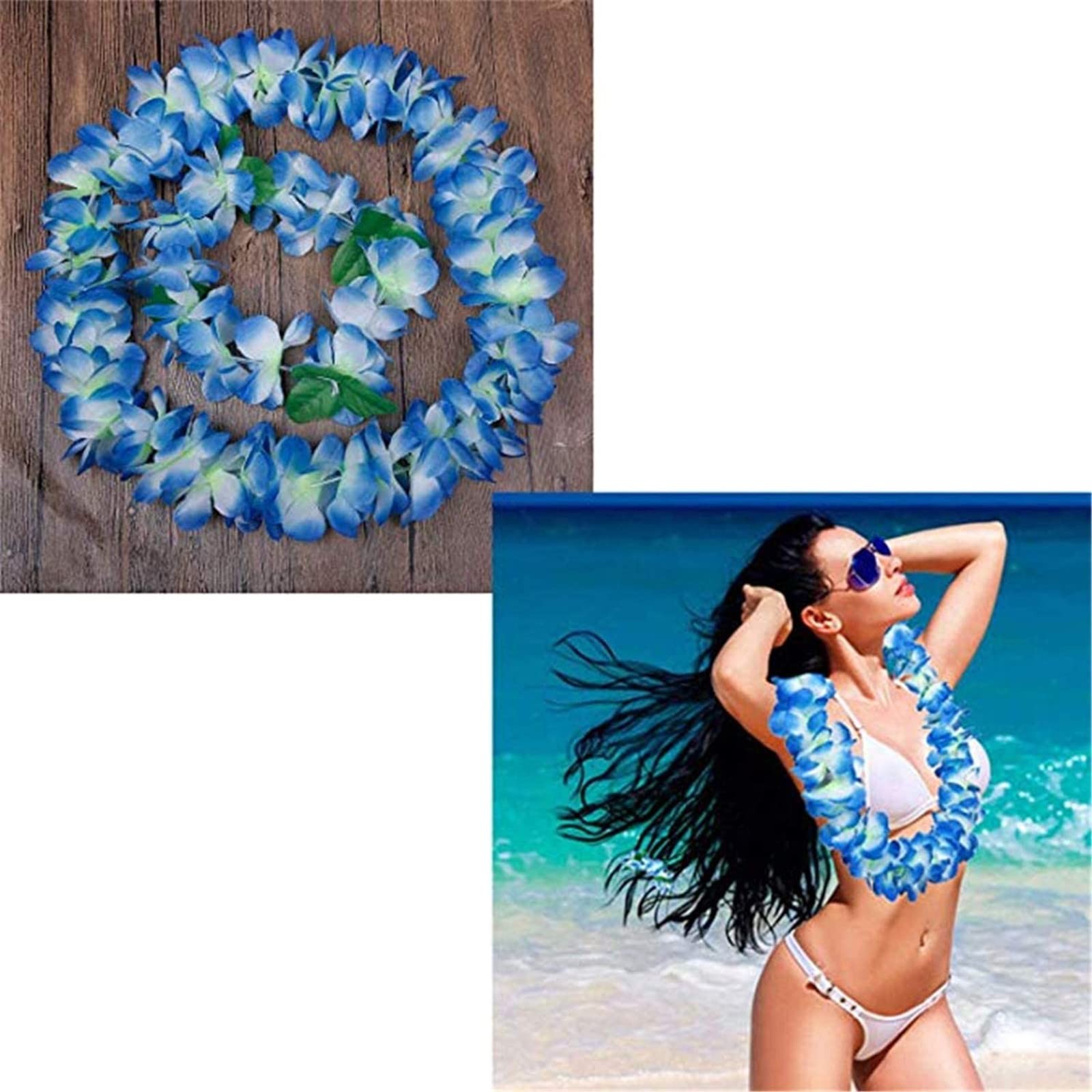 Pack of 4 Pcs Thicken 41 Inch Hawaiian Leis, 4 Color Lei for Graduation Party