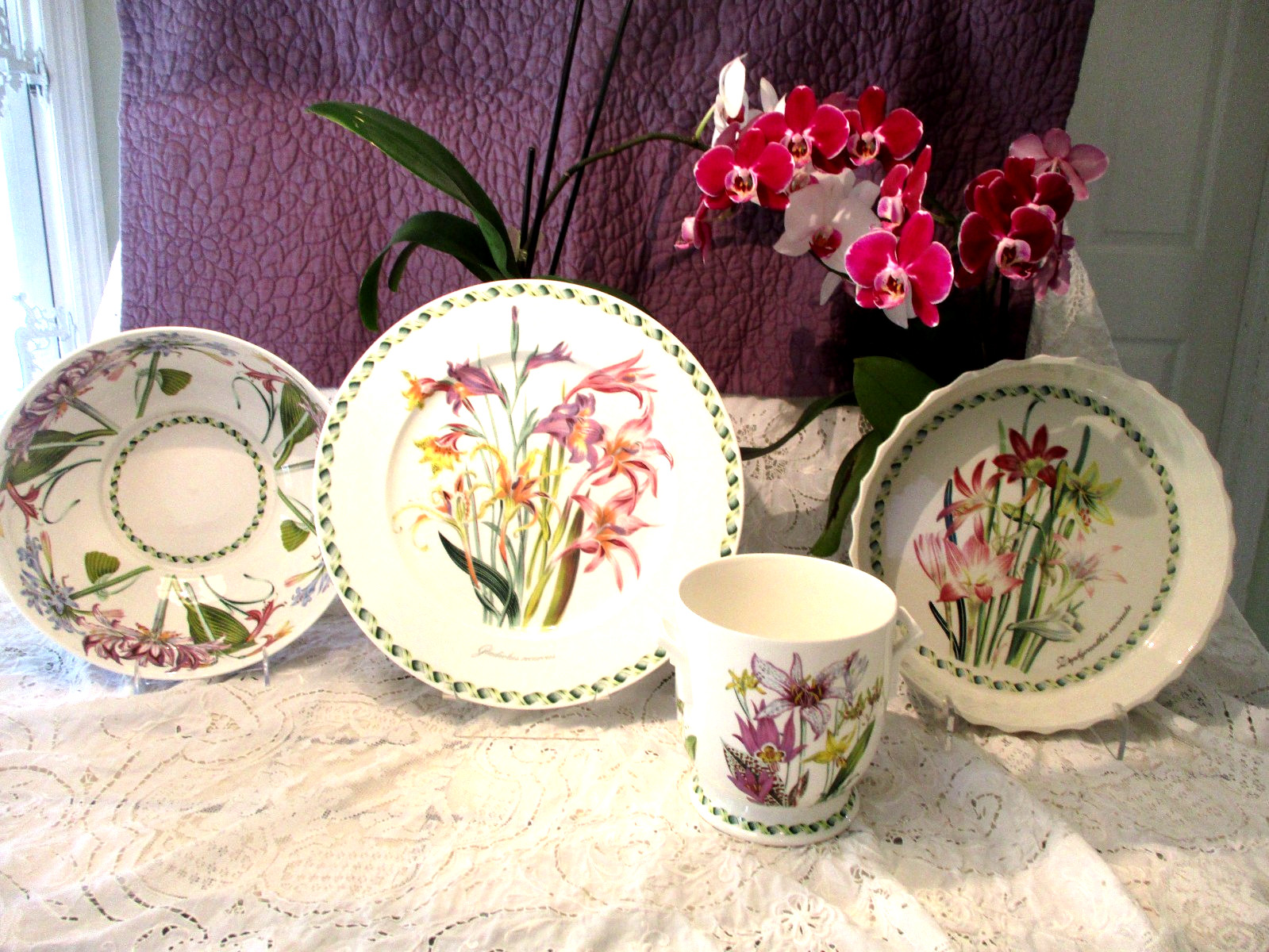 Portmeirion Ladies Flower Garden Footed Orchid Cache Pot Planter Mint Rare!
