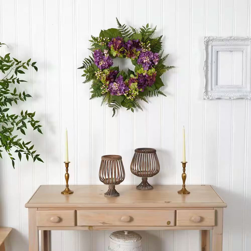 24 In. Artificial Hydrangea Berry Wreath