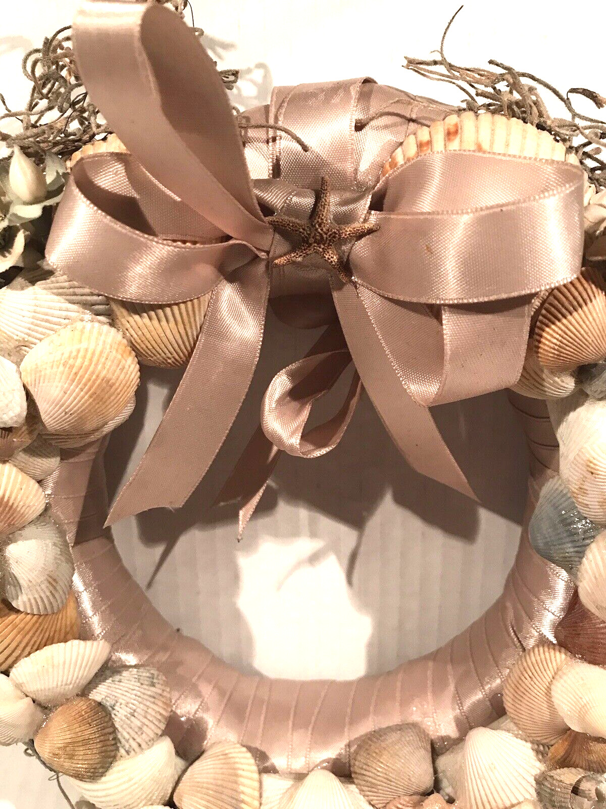 Wreath 8″ Sea Shells & Flowers Ribbon Multicolor Beach Design Unique Ribbon Back