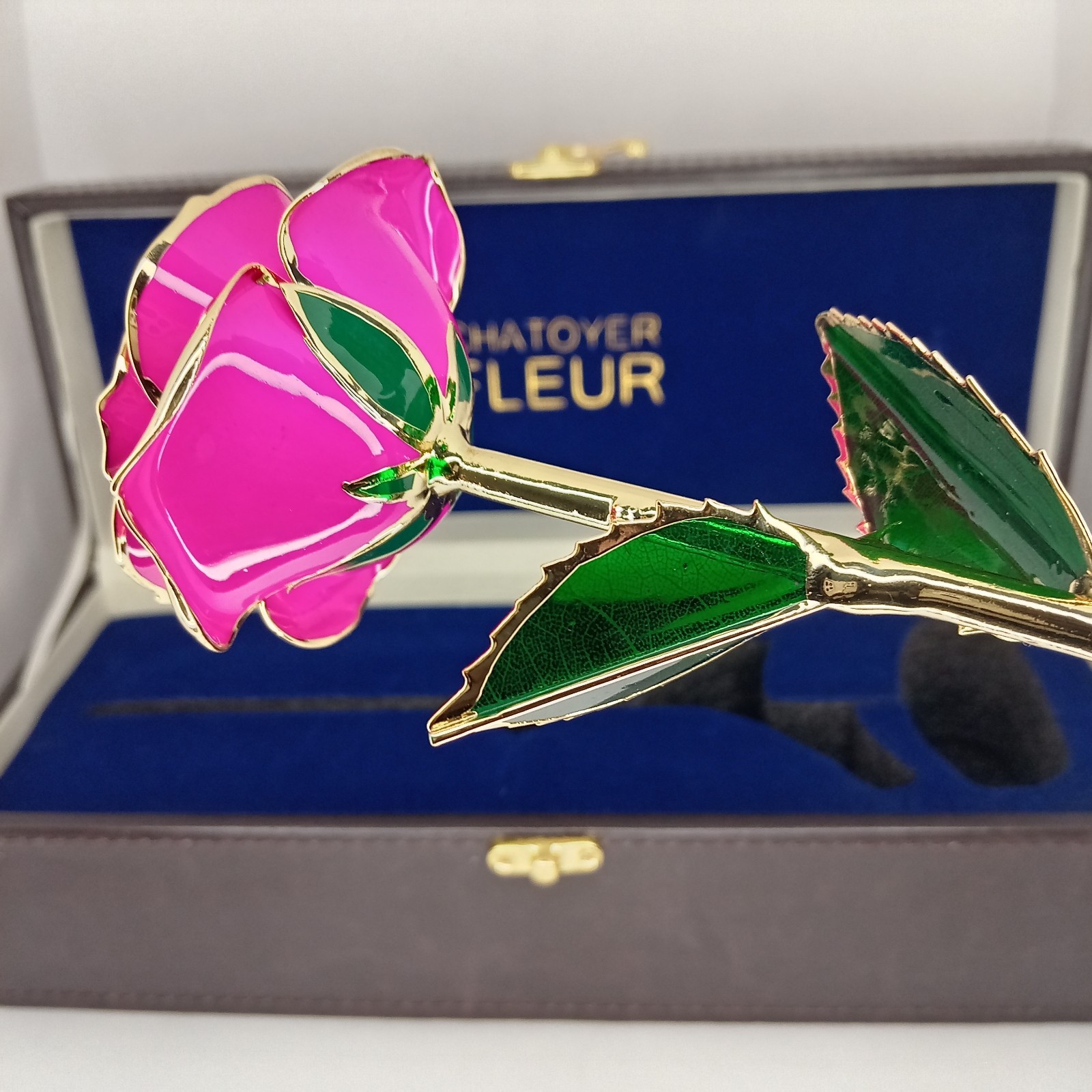 Real Rose 24K Gold Plated Pink Flower Luxury Gift Box Chatoyer