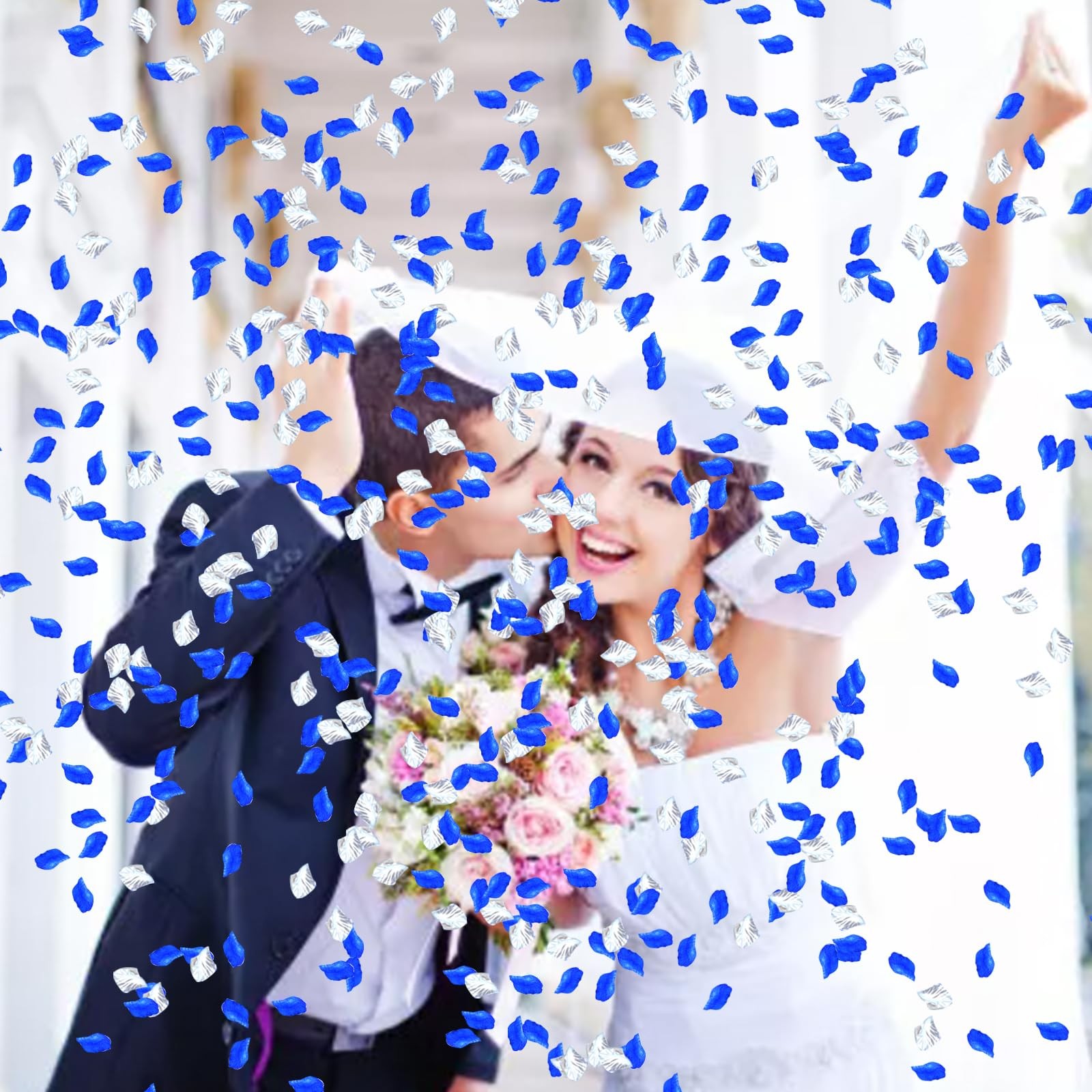 1200 PCS Silk Rose Petals, Blue, White, Silver, Artificial, Wedding Decor