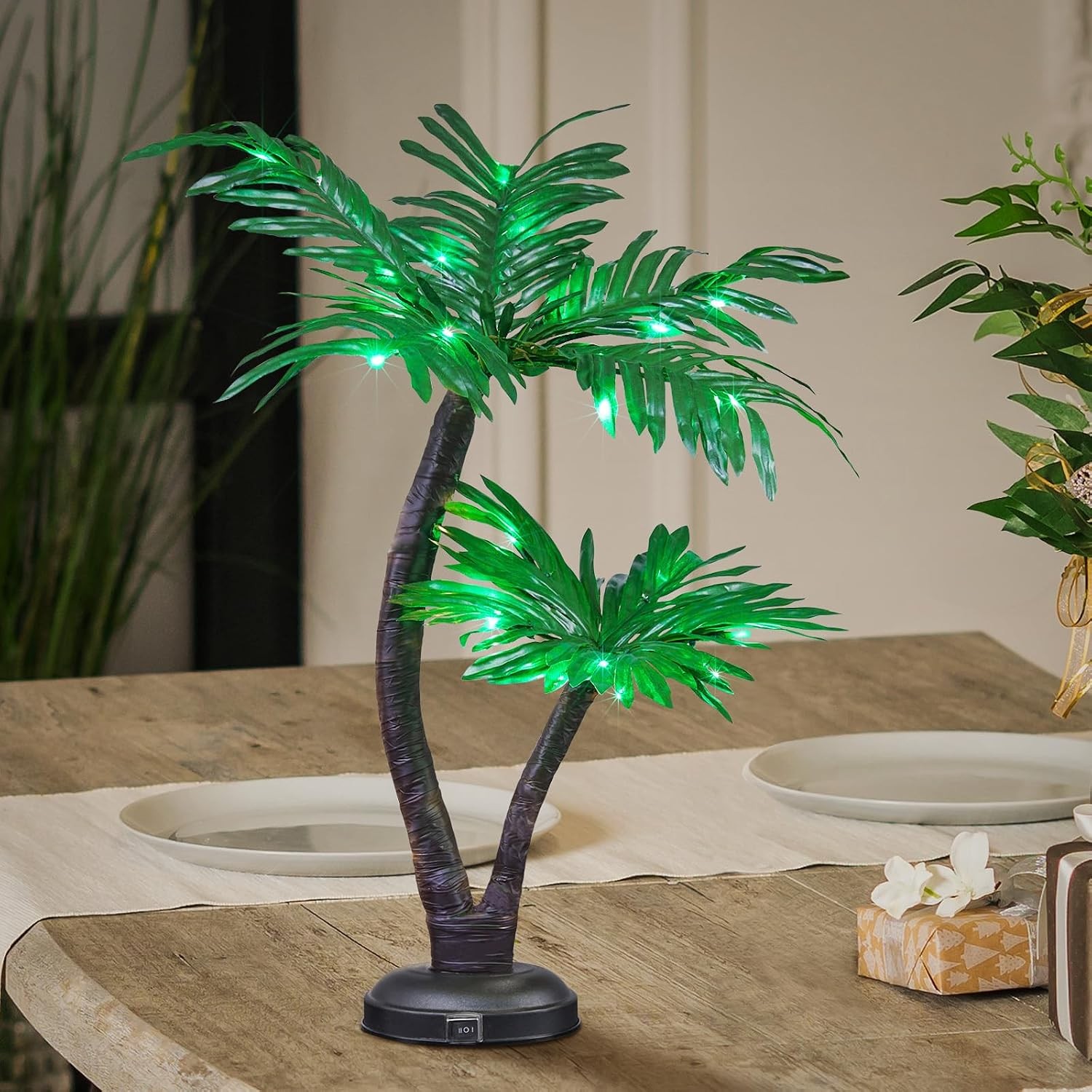 Gorgeous Artificial Lighted Solar Palm Tree 4FT&6FT Office Decor 184LED Outside