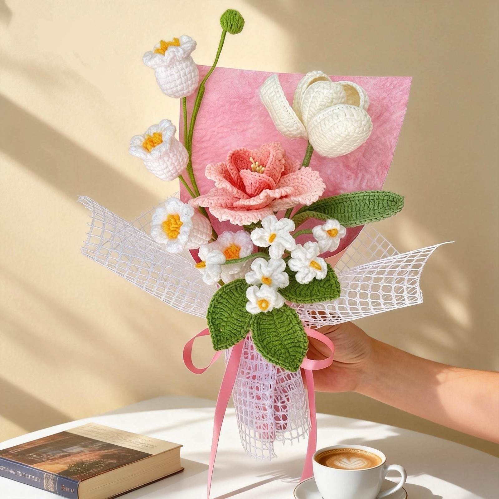 Crochet Carnation Rose Bouquet Handmade Mother’s Day Mom Keepsake Flowers Gift