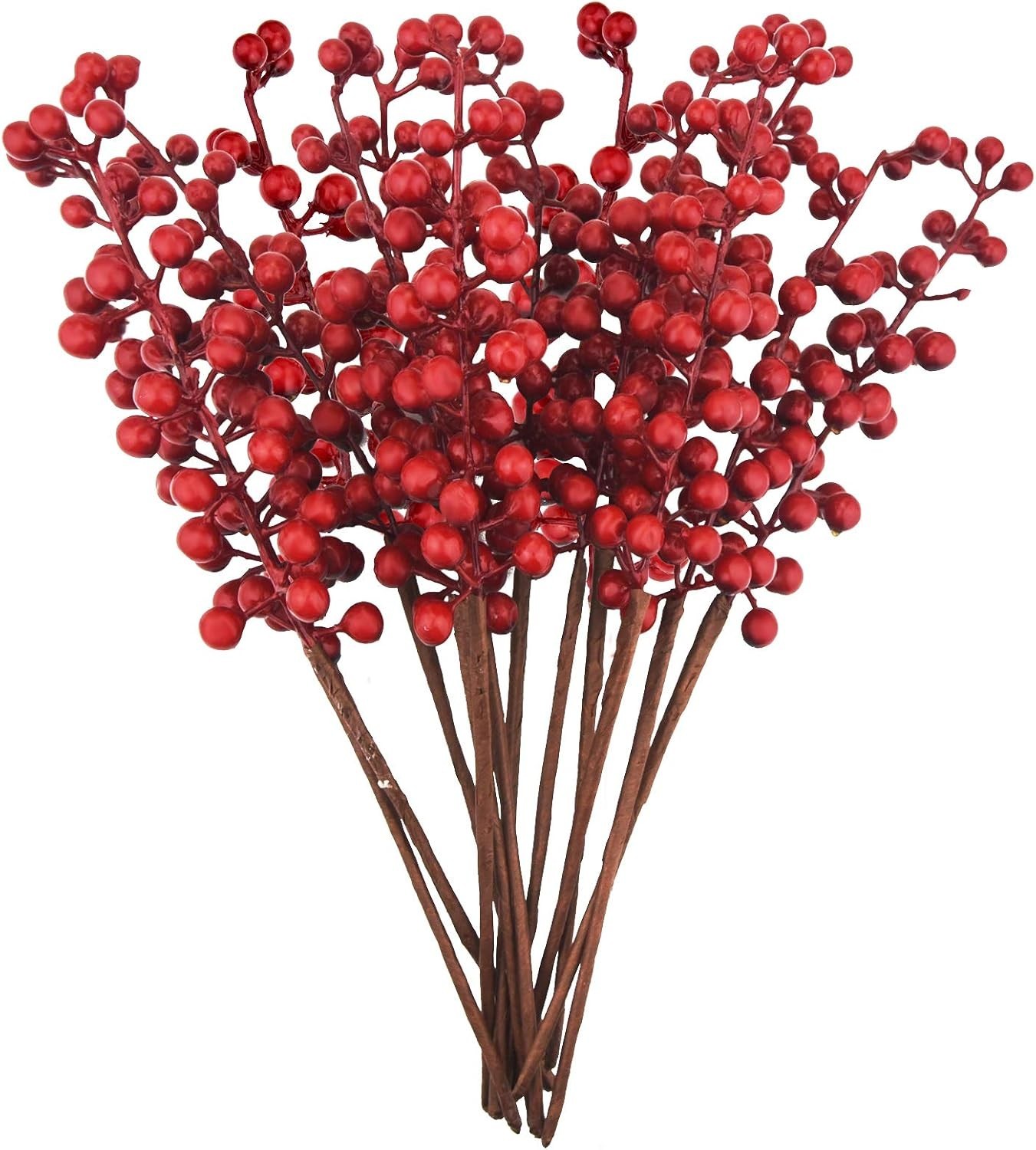 12 Pack Artificial Red Berry Stems Branches, Fake Burgundy Berry Picks Holly …