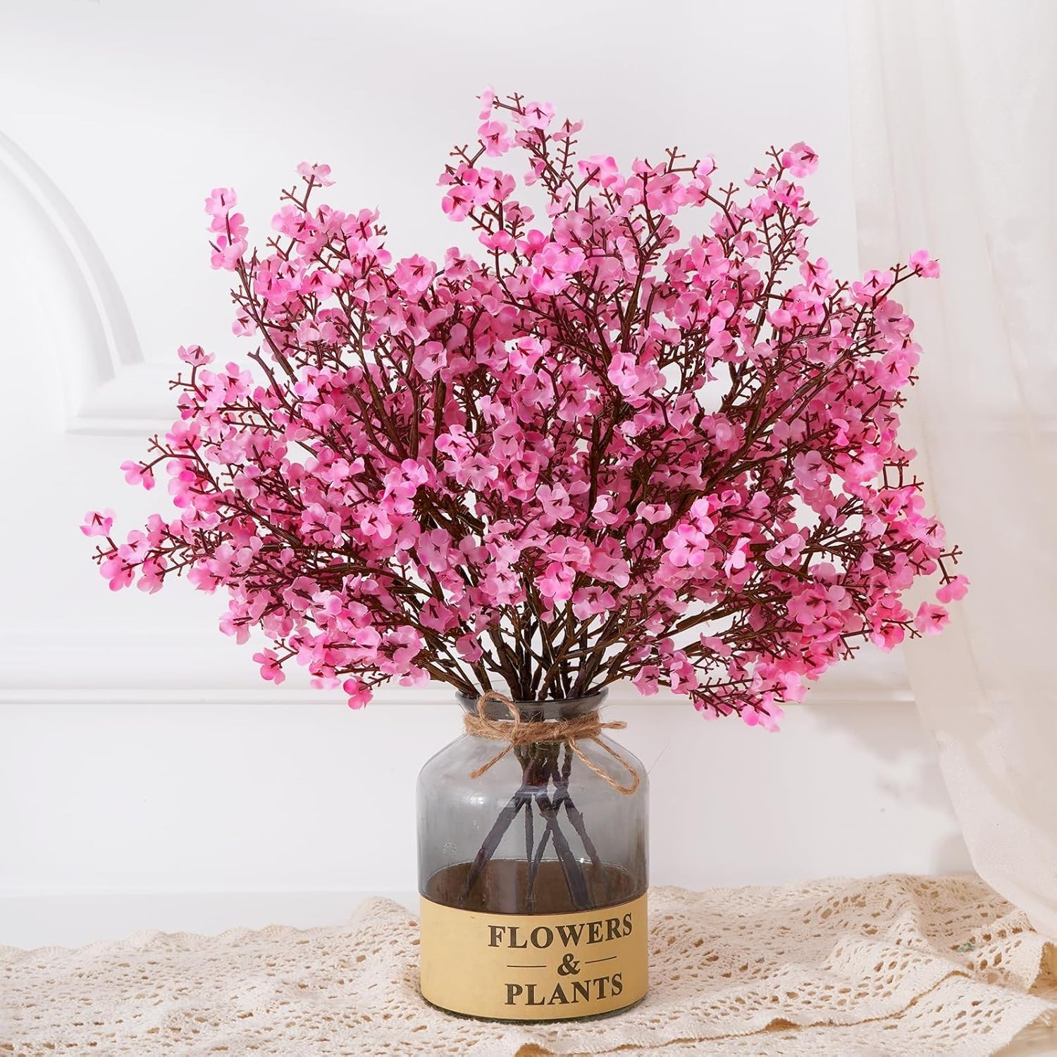 Luxury Real Touch Silk Flowers Set – 5 Pink Babys Breath for Spring Arrangements