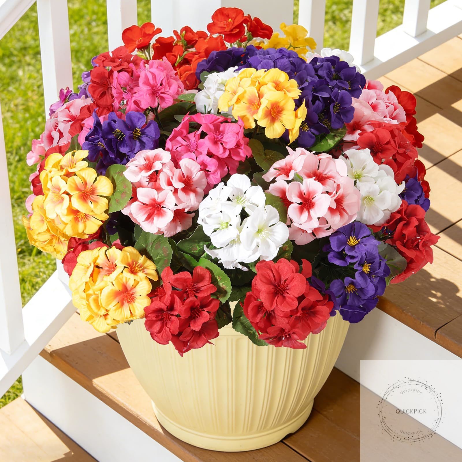 Artificial Geraniums Silk Artificial Flowers for Outdoor Indoor, Realistic UV Re
