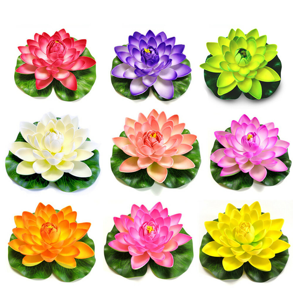 10pcs Artificial Lotus Flower Pad Floral Pond Tank Lillies Wedding Home Decor