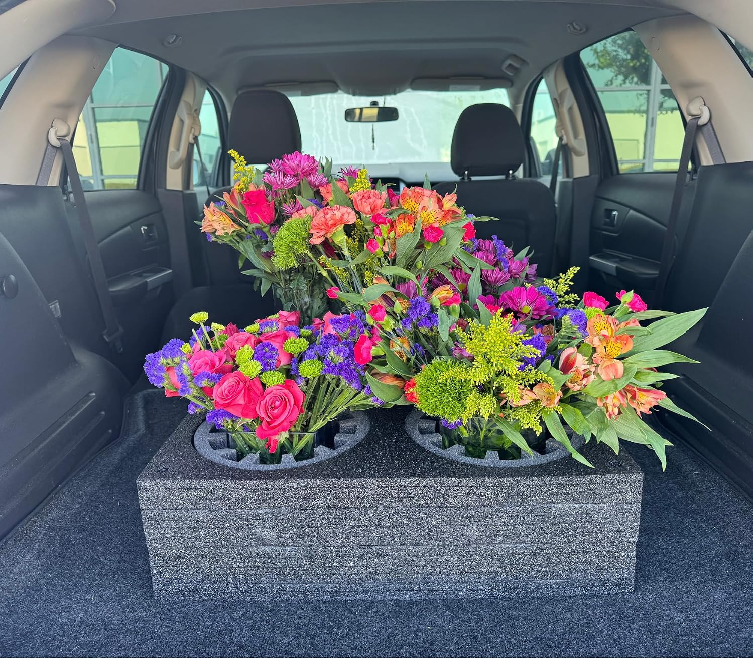 EPE USA Floral Arrangement Transport Tray, 5 Holes, 24 X 24 X 7 Inches, Black, A