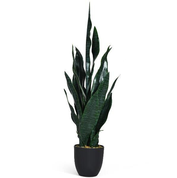 35.5″ Indoor-Outdoor Decoration Artificial Fake Snake Plant Tree w/Wide Leaves