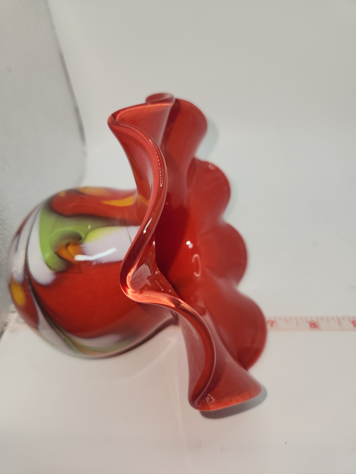 Garden Flower Trumpet Flower Hanging Garden Glass Hand Blown Colorful 7 inches