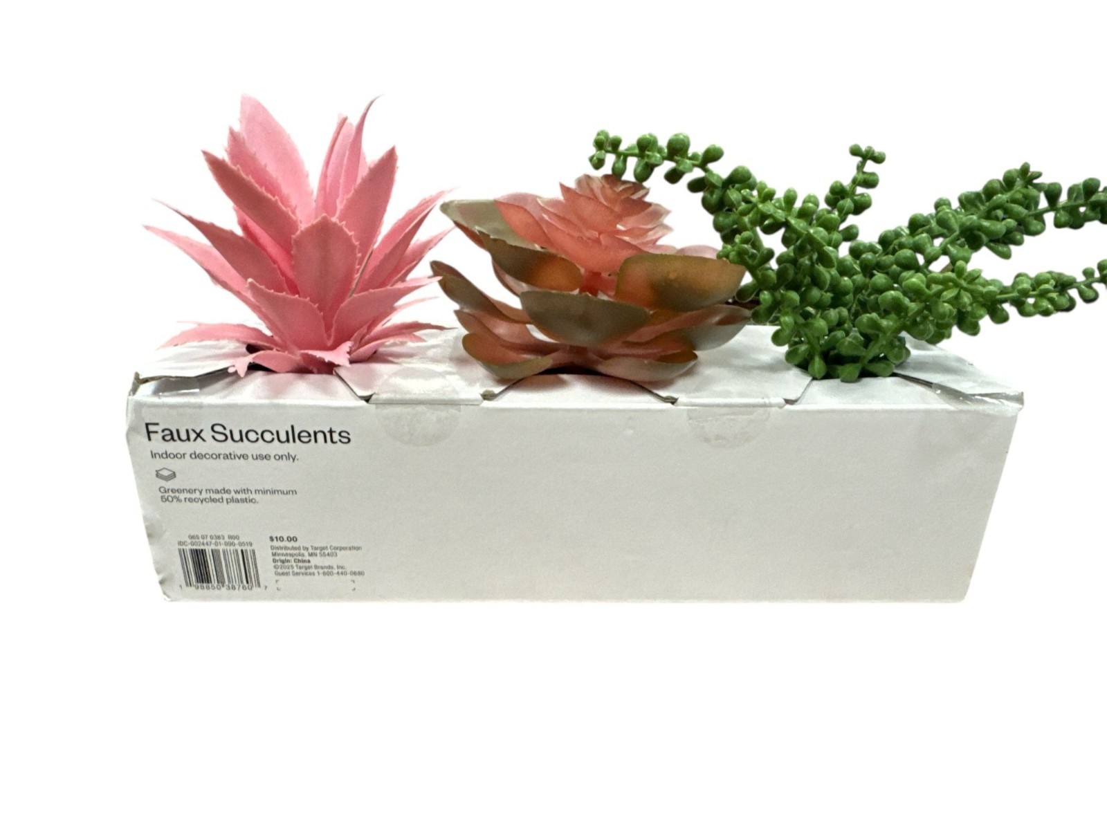 2pcs-ROOM ESSENTIALS Faux Succulents Artificial Plants Pink 3 pack