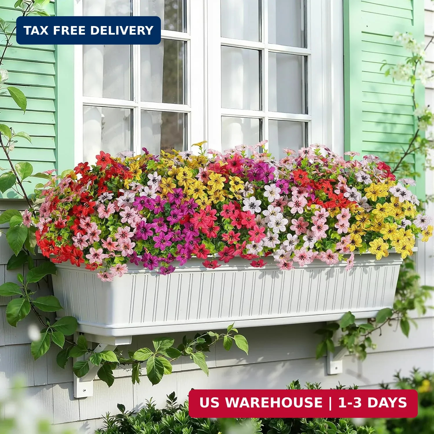 SHareconn 24 Bundles Artificial Flowers for Outdoors Spring Decoration, Fake Sil