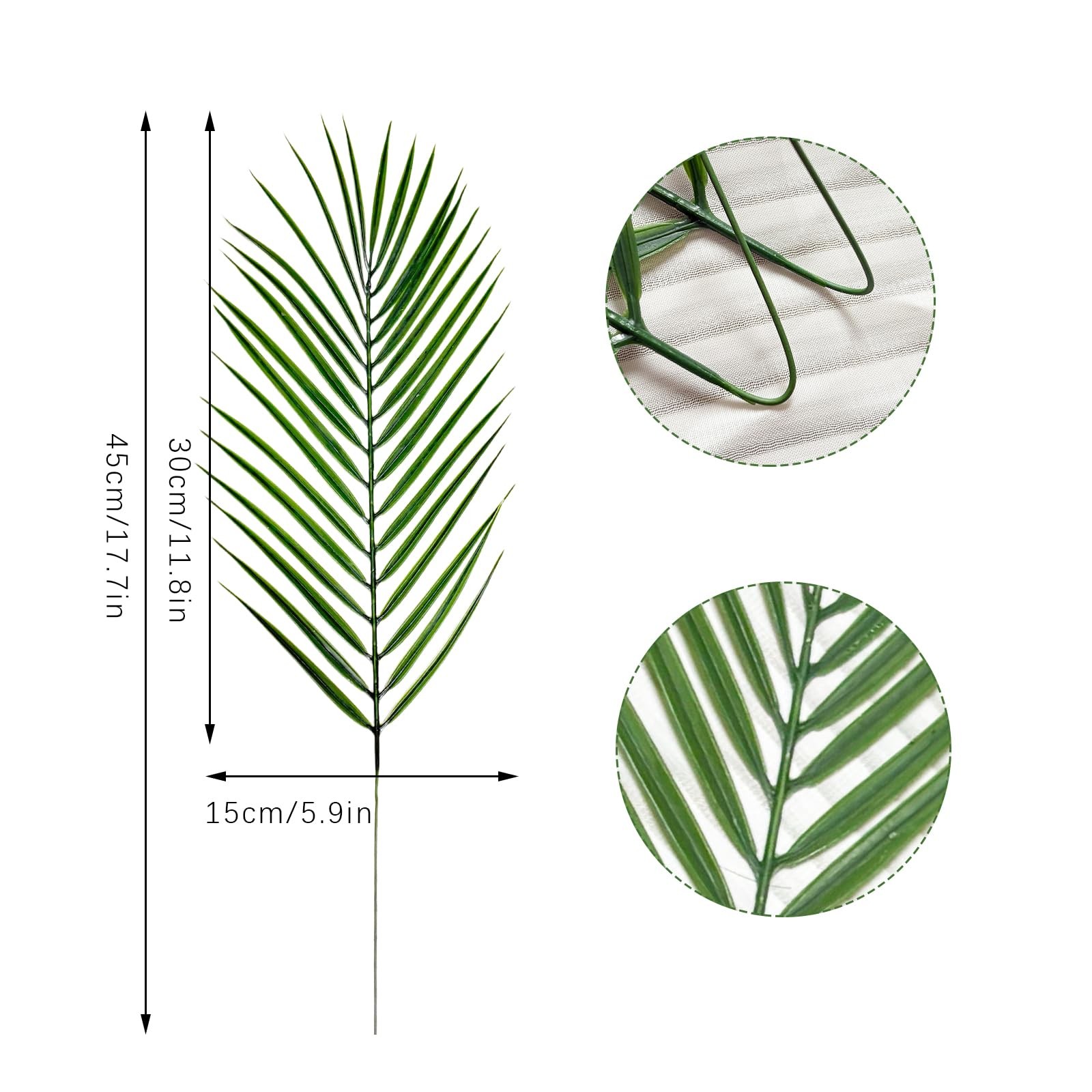 16 PCS Artificial Green Tropical Palm Leaves Faux Ferns 17.7 Inch Home Decor