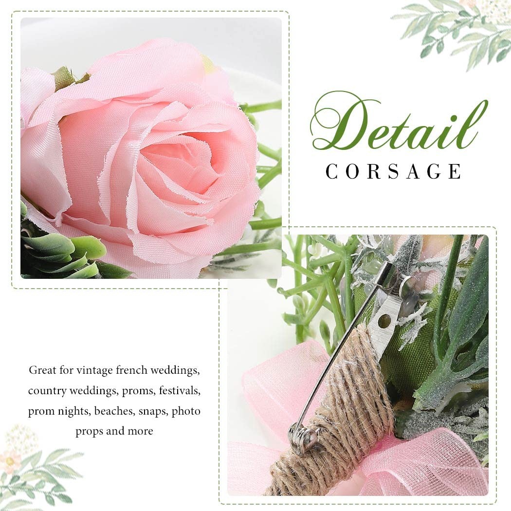 Wedding Rose Boutonniere Pink Groom Flower Men’s Boutineer Prom Suit