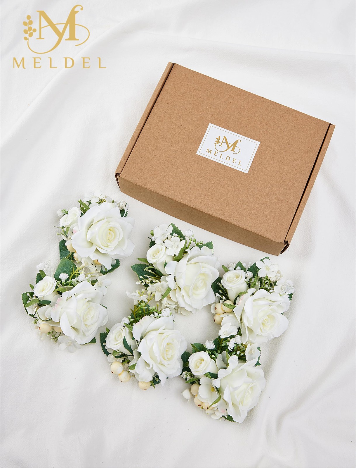 6 Pcs Mens Pocket Boutonniere, Artificial White Rose, Groom, Groomsman
