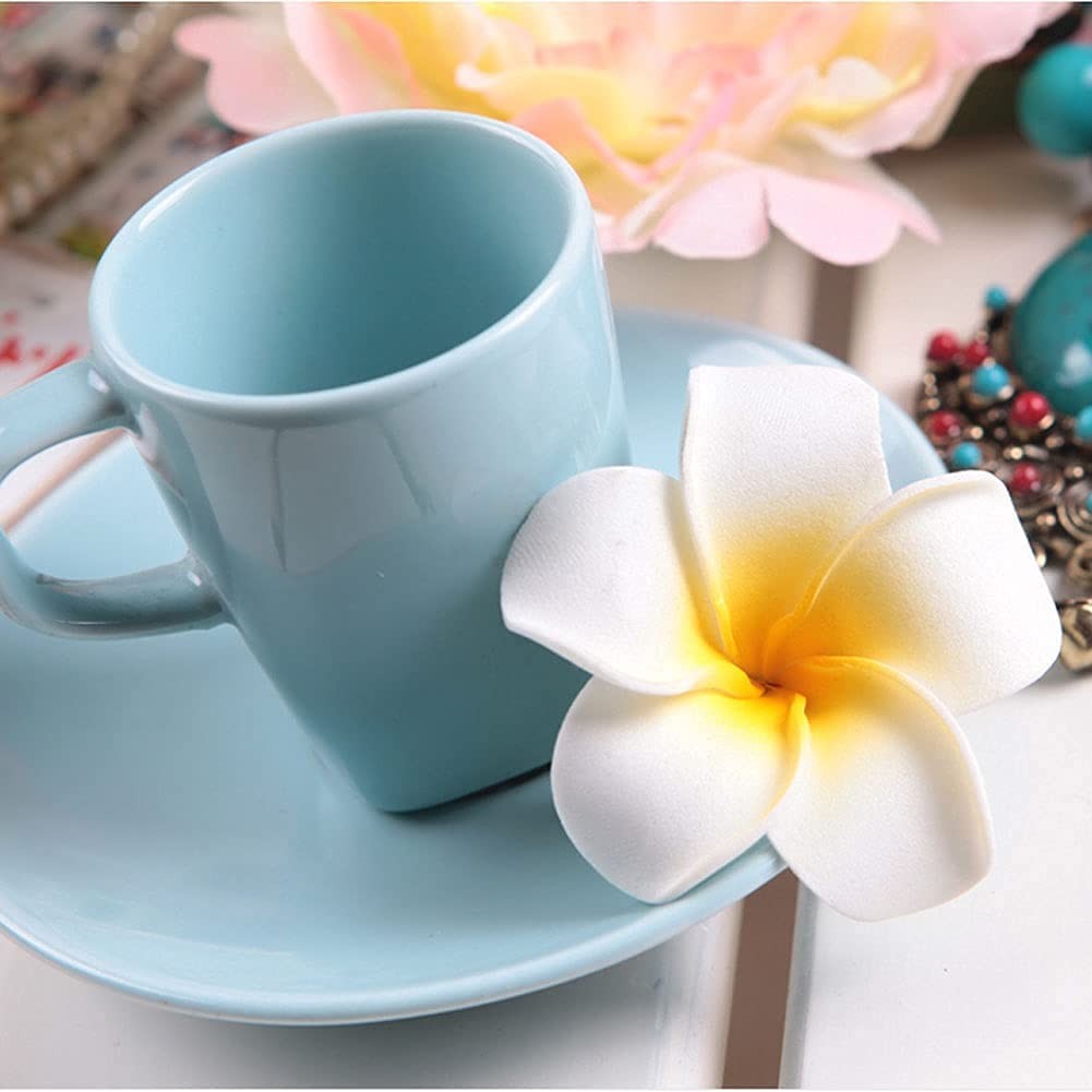 50Pcs 2.4Inch Artificial White Foam Plumeria Rubra Hawaii Frangipani Beach Fl…